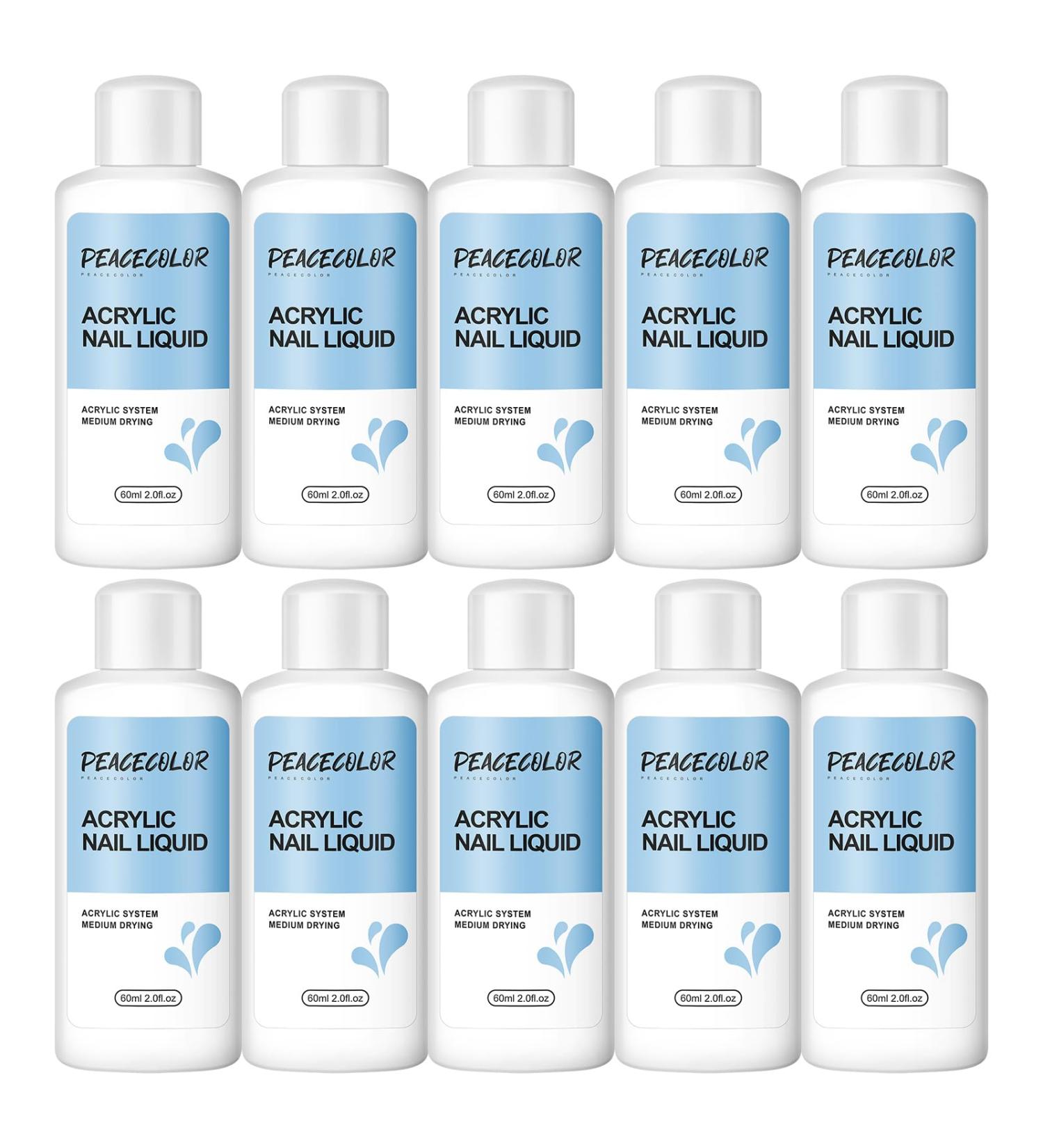 PEACECOLOR 10PC 60ML Acrylic Liquid Monomer for Acrylic Powder Professional System Acrylic Nail Liquid for Acrylic Nails Extension Non-Yellowing Beauty Gifts for Women Girls color 184 - Buy Online on GoSupps.com