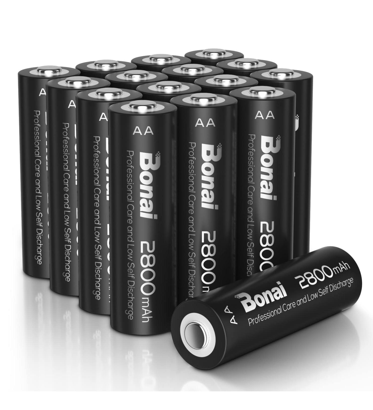 BONAI Rechargeable AA Batteries 2800mAh - High Capacity Ni-MH Low Self Discharge - 16 Pack for Long-Lasting Power | Fast International Shipping - Buy Online on GoSupps.com