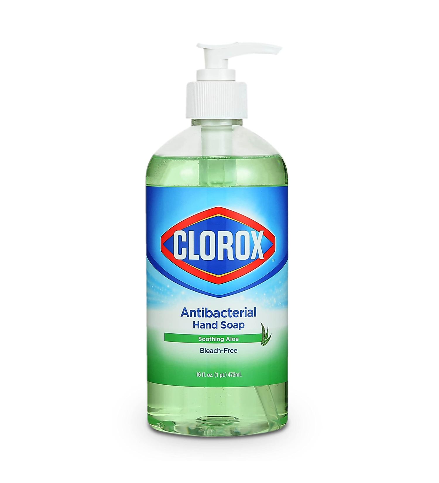 Clorox 16 oz Liquid Hand Soap Pump with Soothing Aloe - Antibacterial Bathroom & Kitchen Soap - Gentle on Skin, Tough on Dirt - 1 Pack - Buy Online on GoSupps.com