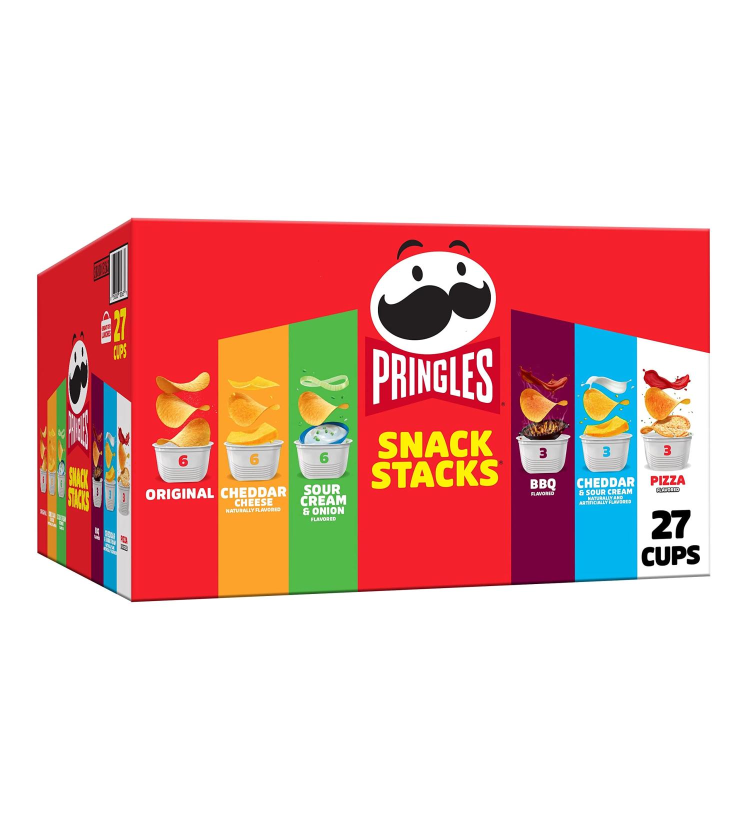 Pringles Snack Stacks Variety Pack - 27 Cups, 6 Flavors - Perfect Office & Kids Lunch Snacks - Buy Online on GoSupps.com