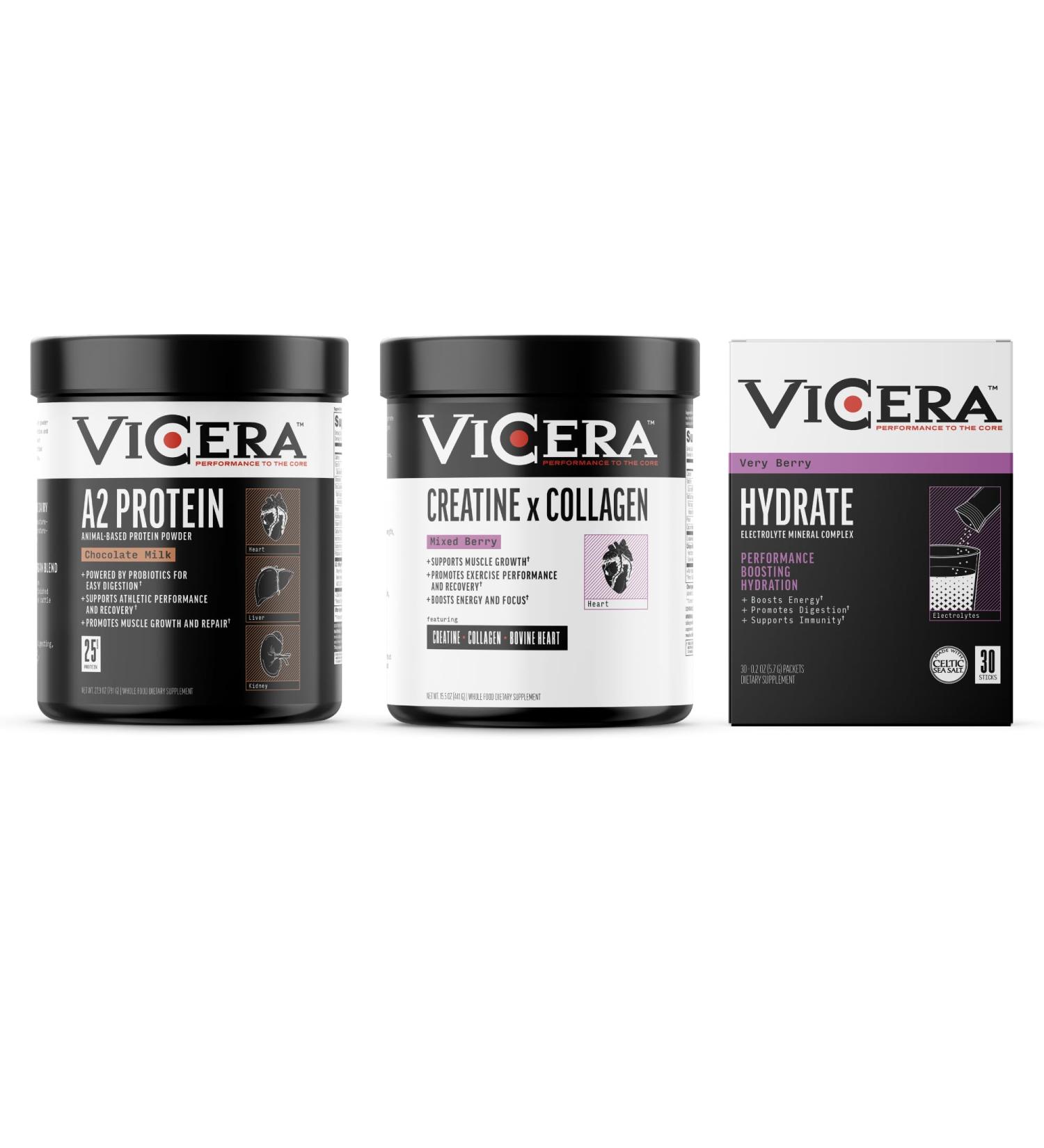 Chocolate Protein + Very Berry Electrolytes + Berry Creatine Collagen Powder A2/A2 Whey Casein Protein (20 Servings) Hydration Packets (30 Count) Creatine and Collagen Supplement (30 Servings) - Buy Online on GoSupps.com