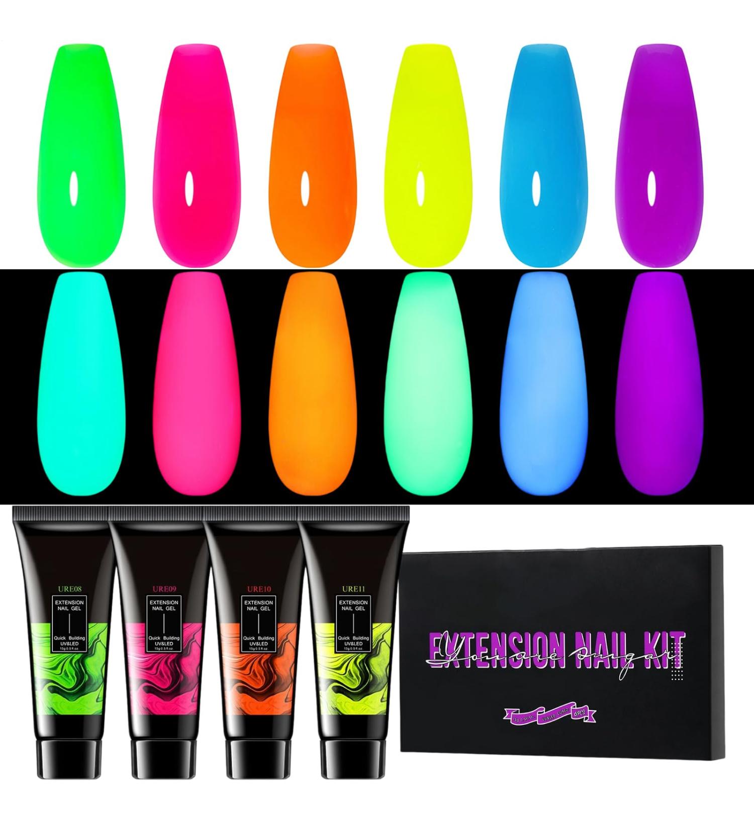  TocaFeank Colored Gel Nail Kit | Shiny Nail Extension Gel 6 Long-Lasting Glitter Extension Shades for Women and Girls - Buy Online on GoSupps.com