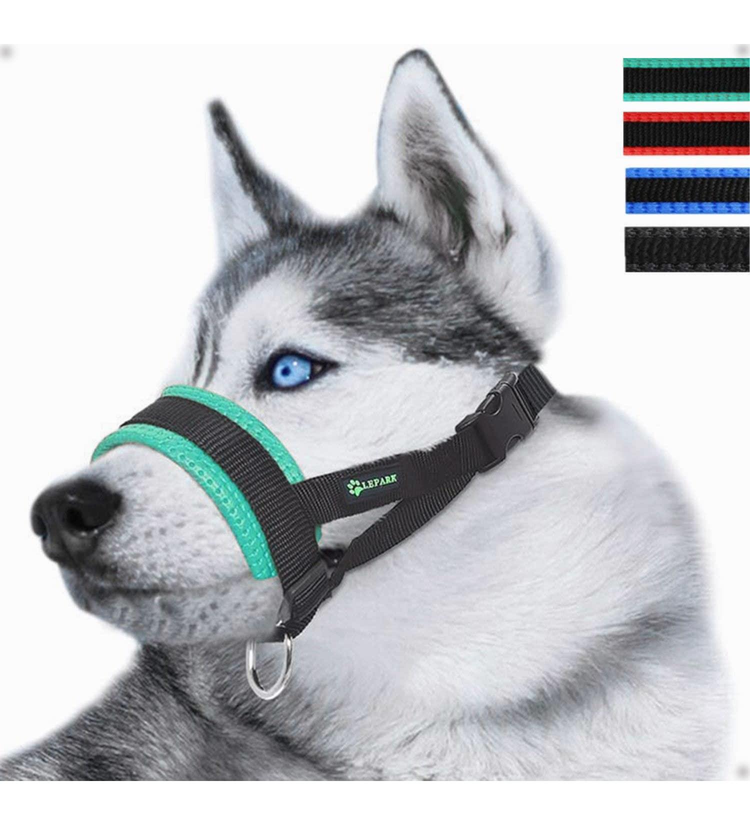 ILEPARK Adjustable Nylon Dog Muzzle - Stop Biting Barking & Chewing | Size M Green - International Shipping - Buy Online on GoSupps.com