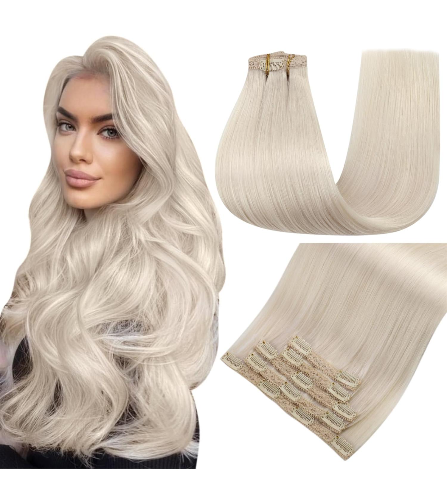 Easyouth 14 Inch Blonde Clip-In Hair Extensions - Real Remy Hair 5pcs 70g #1000 - Smooth & Natural Volume - Buy Online on GoSupps.com