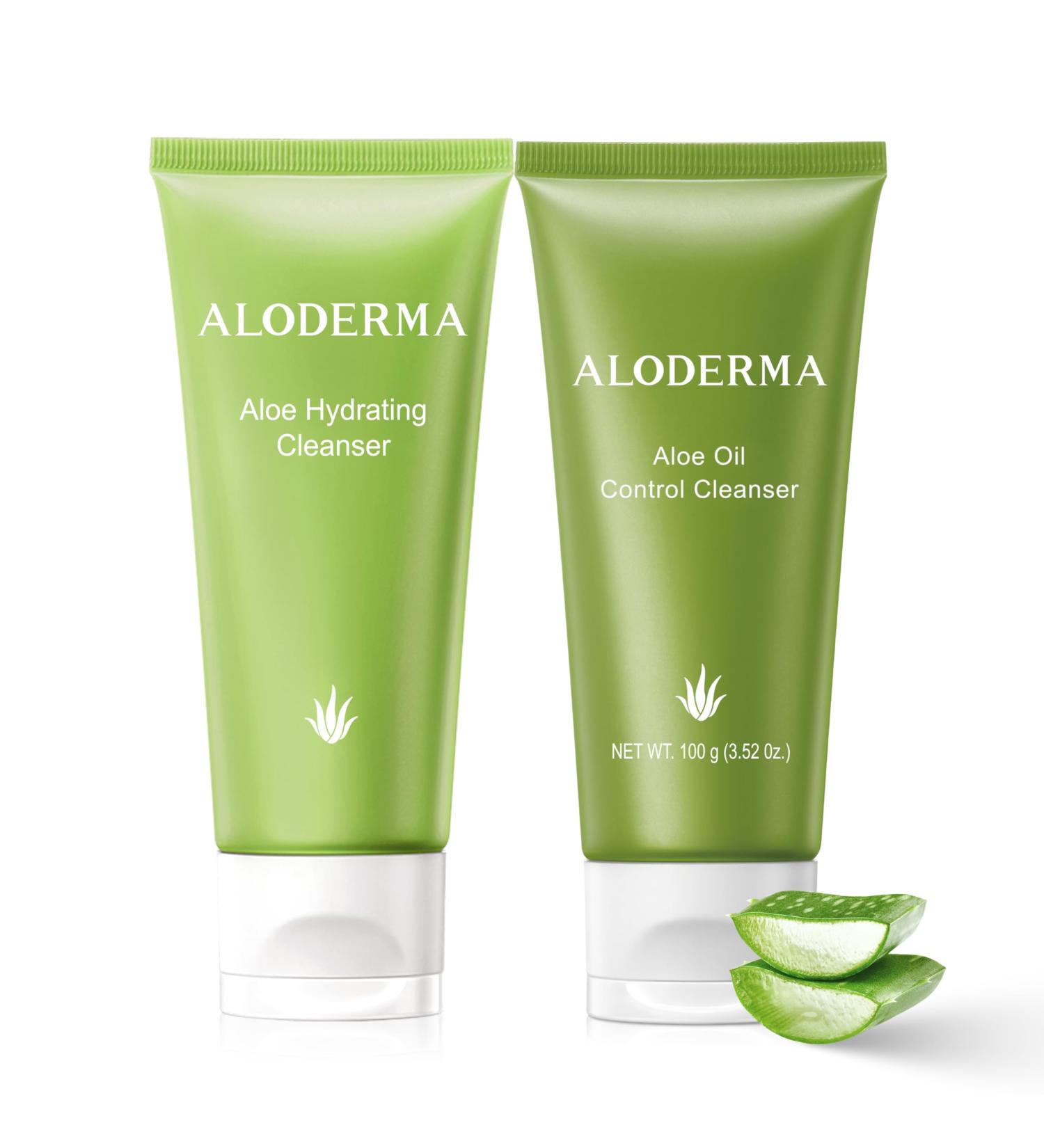 Aloderma Aloe Cleanser Set 2 Pieces - Hydrating Cleanser Oil Controlling Cleanser - Buy Online on GoSupps.com