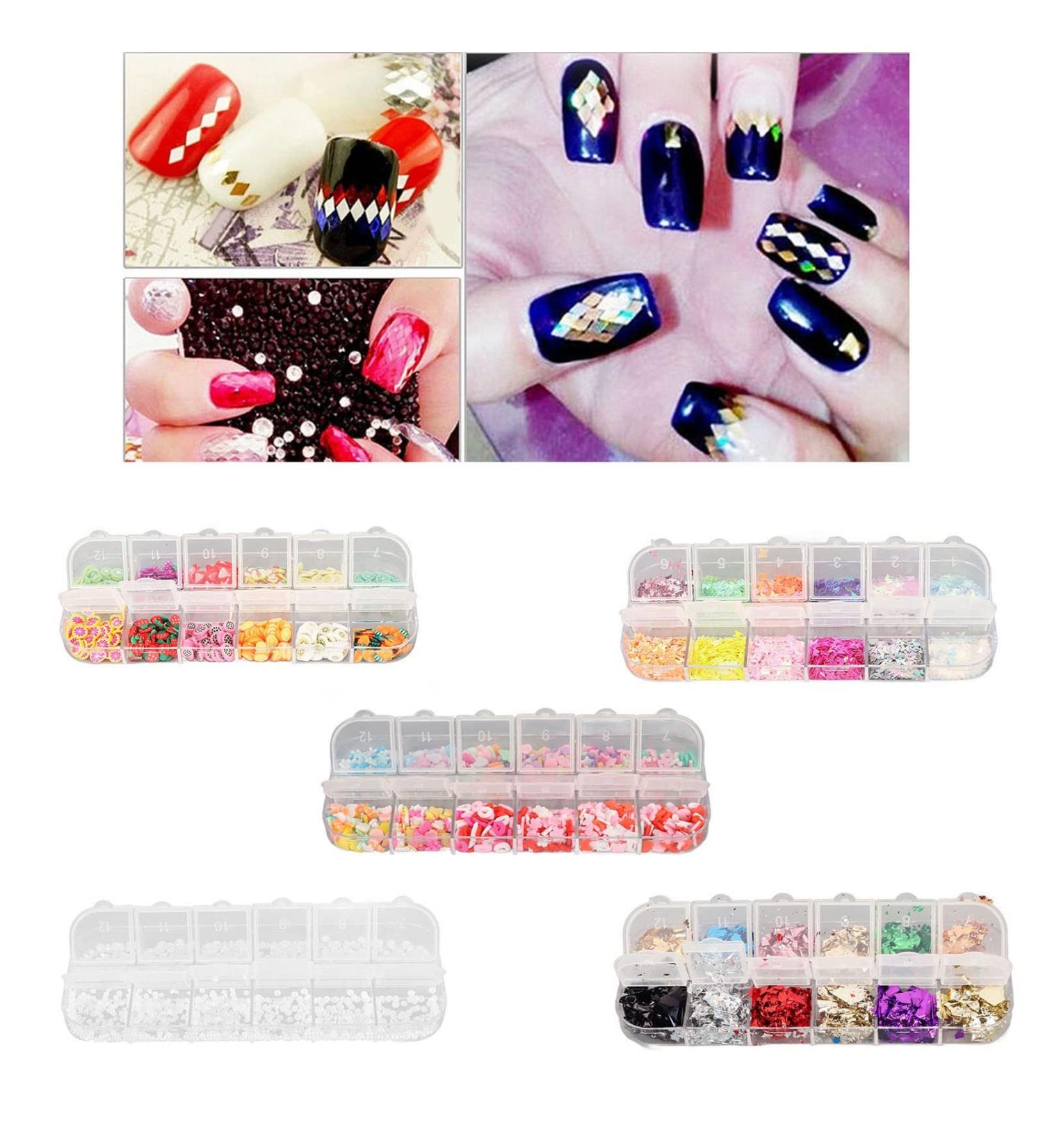 Cute Nail Charms Nail Glitter Charm Ornaments Nail Art Decorations Glitter Accessories for DIY Craft Nail Art Design Manicure Decor - Buy Online on GoSupps.com