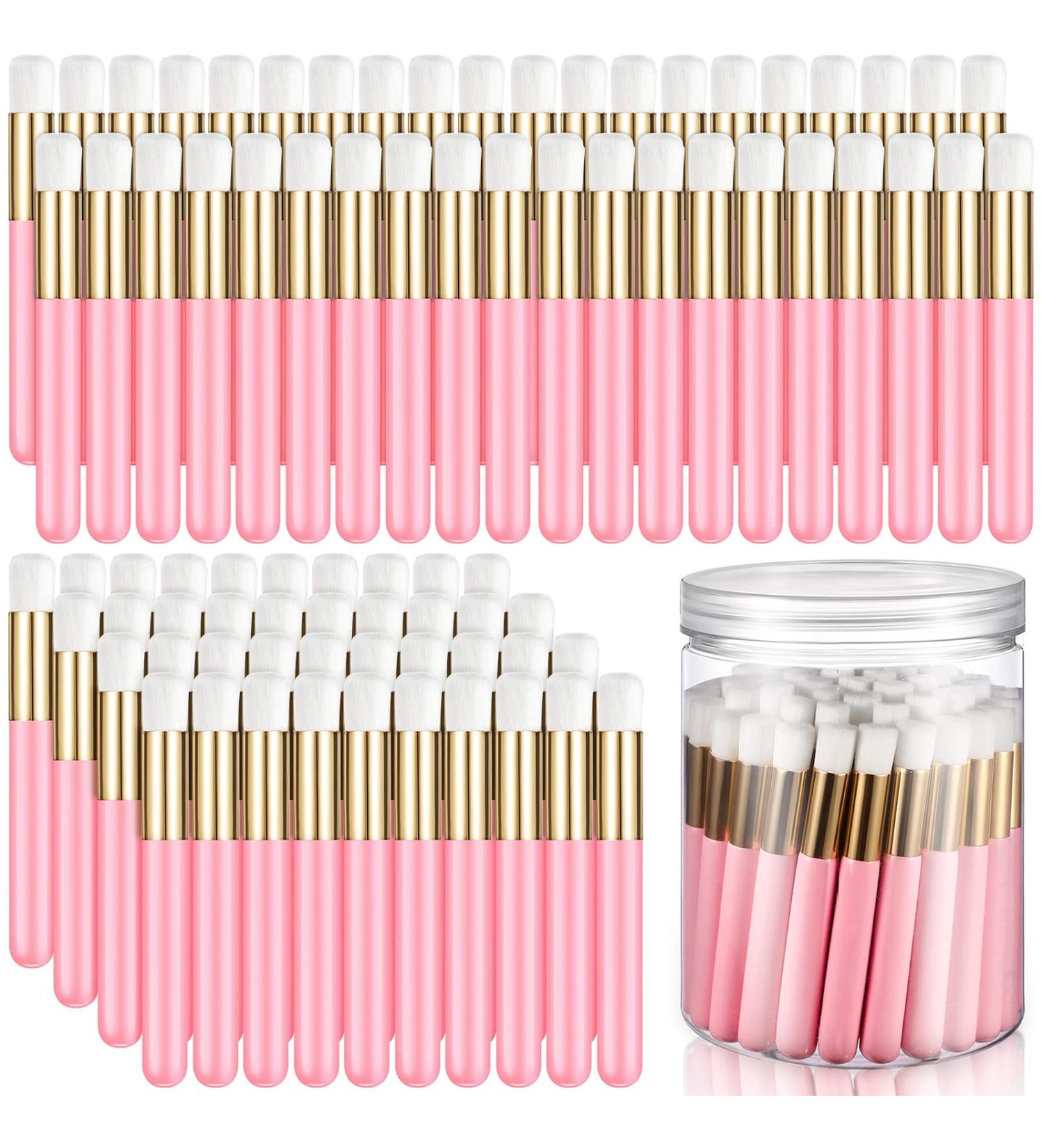 Pink 100 Pieces Lash Cleansing Brushes with Container - Eyelash Extension Cleanser Supplies - Buy Online on GoSupps.com
