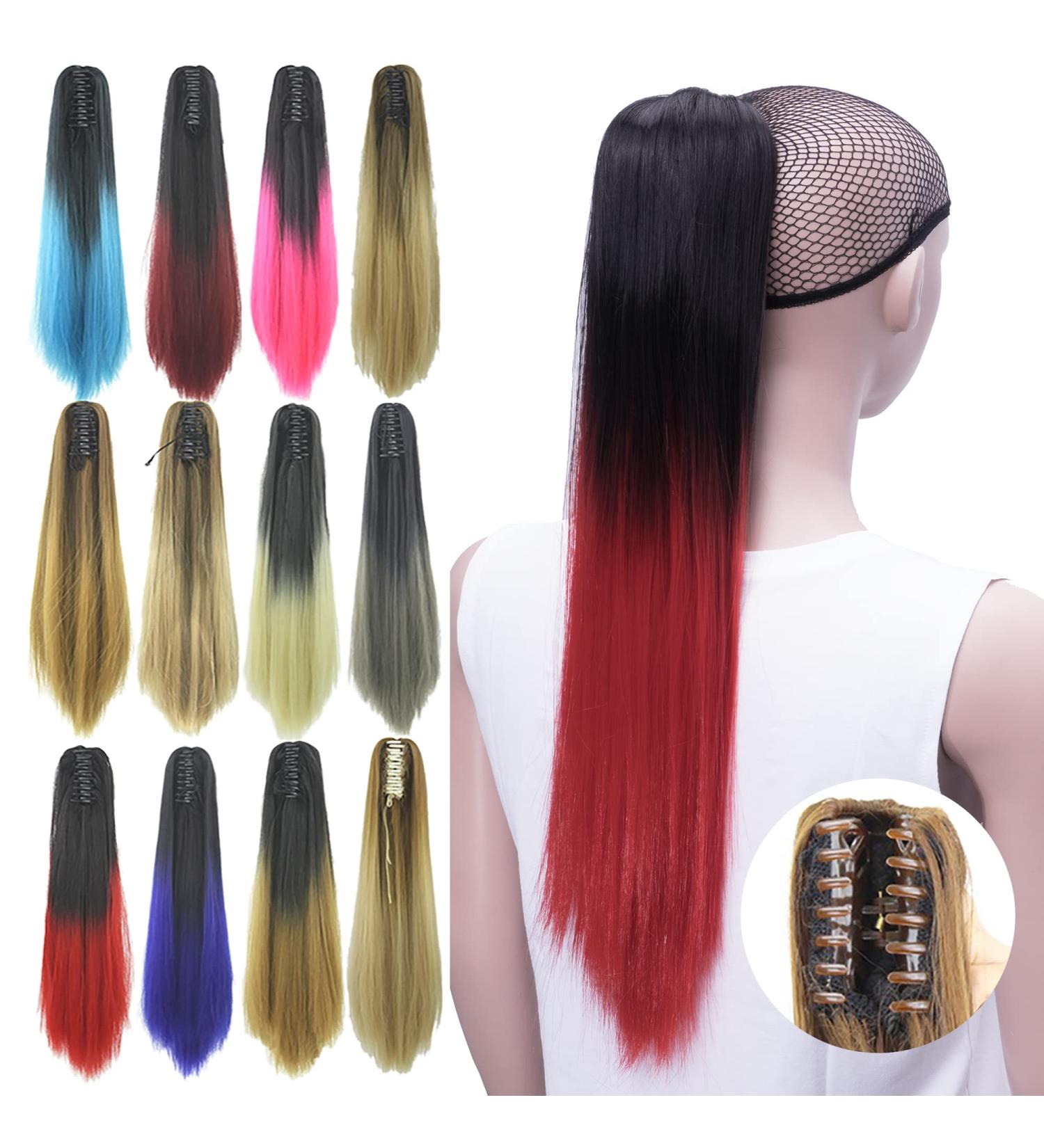 IMISSU Long Straight Clip-in Hair Extensions Ponytail - Ombre Red Hairpiece for Instant Glam - Buy Online on GoSupps.com
