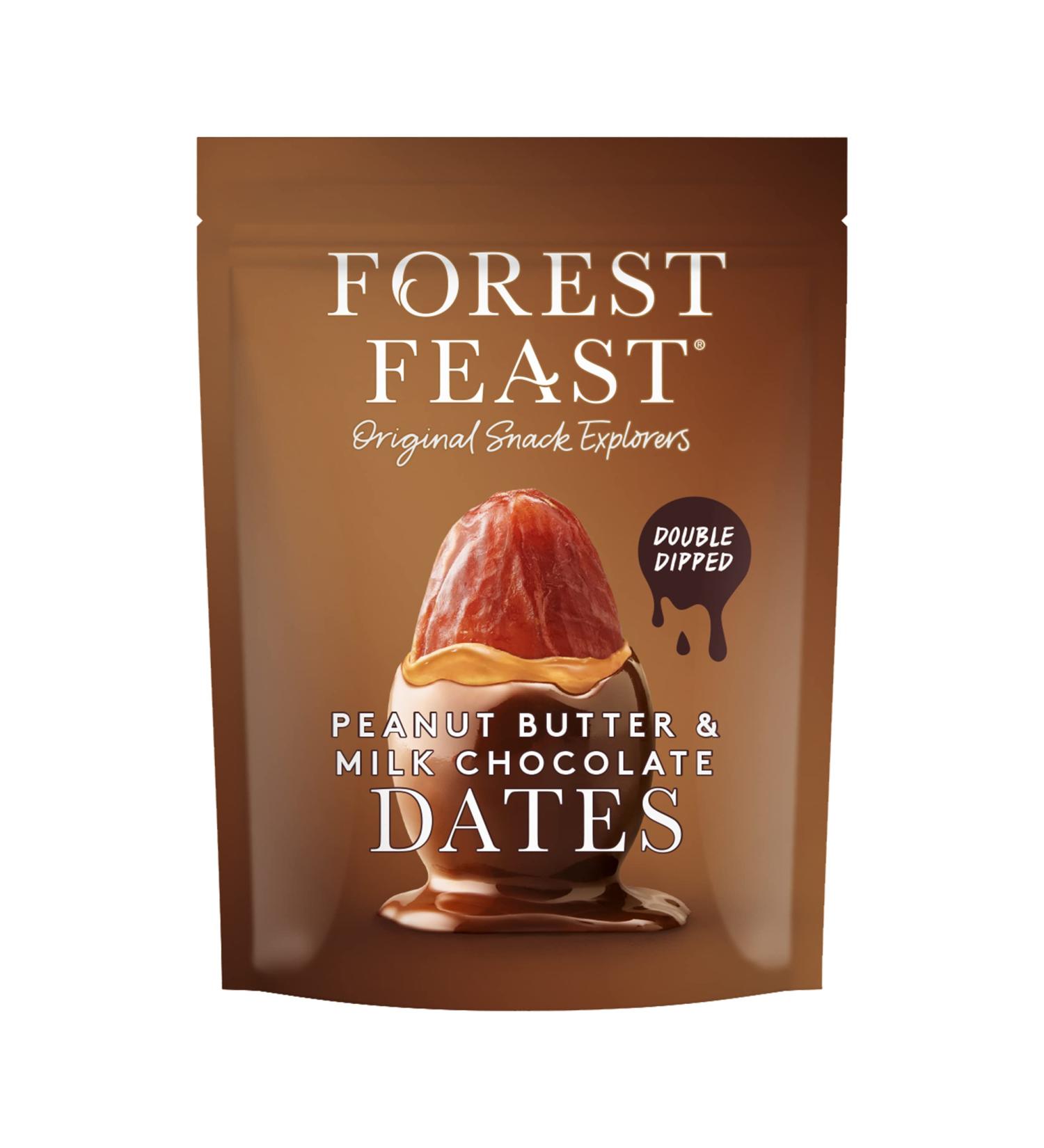 FOREST FEAST Peanut Butter & Milk Chocolate Dates 6 x 140g | Double Dipped Deglet Nour Dates in Belgian Milk Chocolate Peanut Butter Dates Chocolate Covered Fruit Snack - Buy Online on GoSupps.com