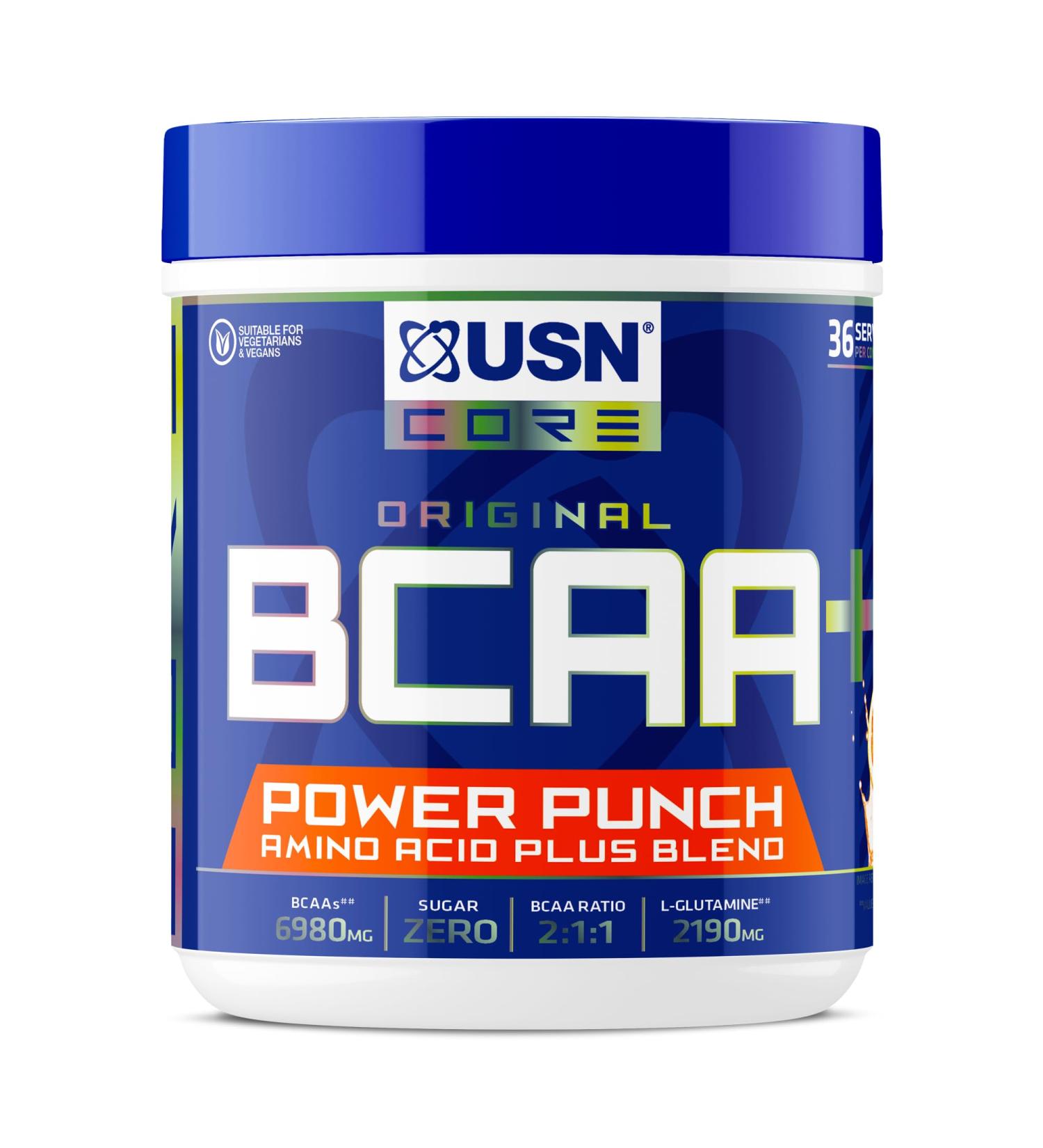 USN BCAA Power Punch Tangerine 400g - Intra Workout Drink with Vitamin B6 and Amino Acids - Buy Online on GoSupps.com