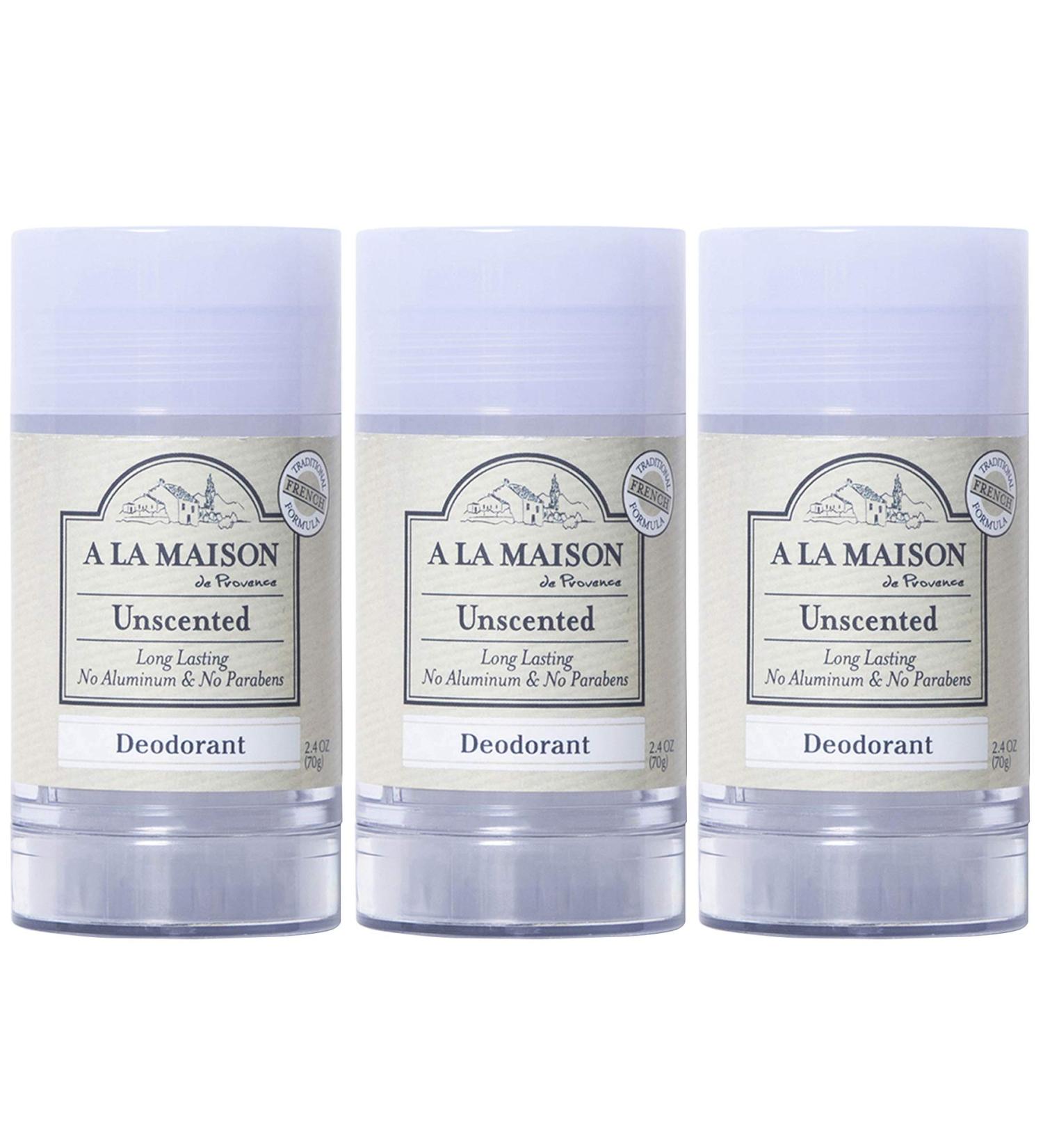 A La Maison de Provence Natural Aluminum-Free Deodorant | Unscented | Traditional French Milled Formula | Long Lasting Safe and Effective | Free of SLS Parabens and Sulfates (3 Pack) Unscented 1 Count (Pack of 3) - Buy Online on GoSupps.com