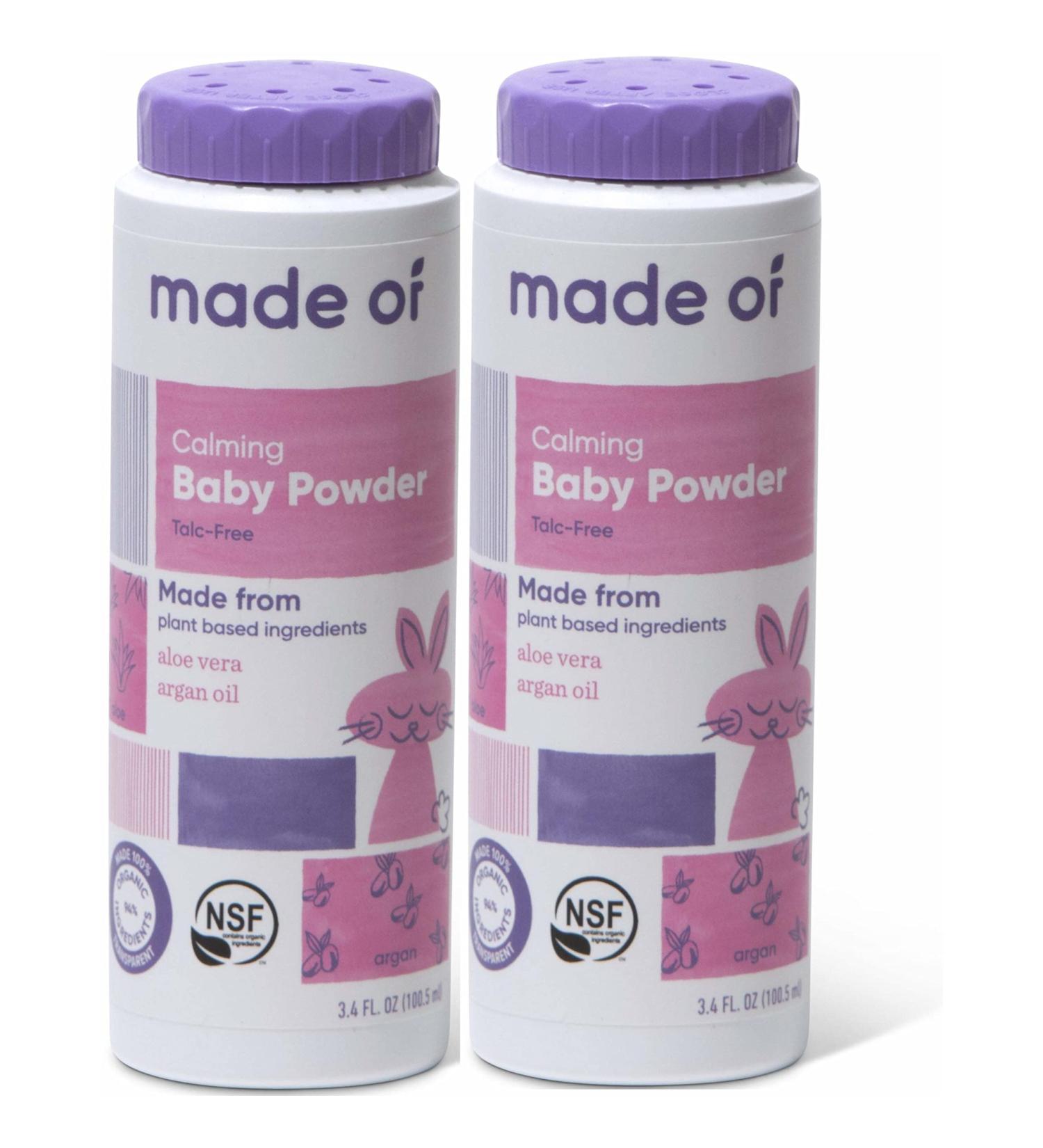 Organic Corn Starch Baby Powder for Sensitive Skin - NSF Organic Certified - Made in USA - Fragrance-Free - 3.4oz (Pack of 2) - Buy Online on GoSupps.com