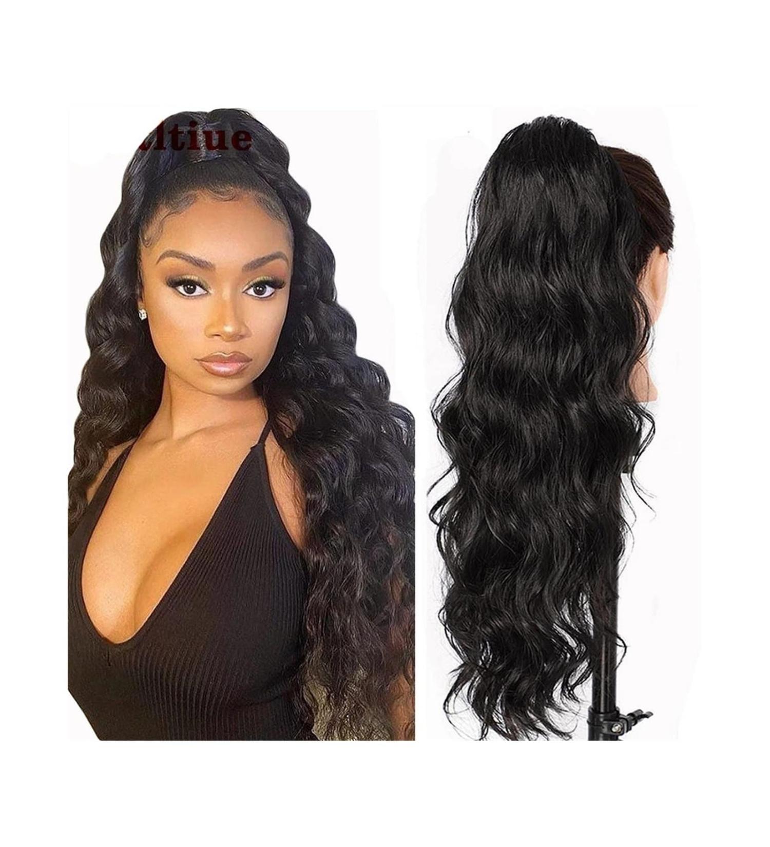 Human Hair Ponytail Hair Piece Body Wave Ponytail Hairpieces Brazilian Human Hair Clip in Wave Curly Ponytail Extensions Natural Black Drawstring Ponytail Extension for Women Ponytail Hairpiece for 22inches - Buy Online on GoSupps.com