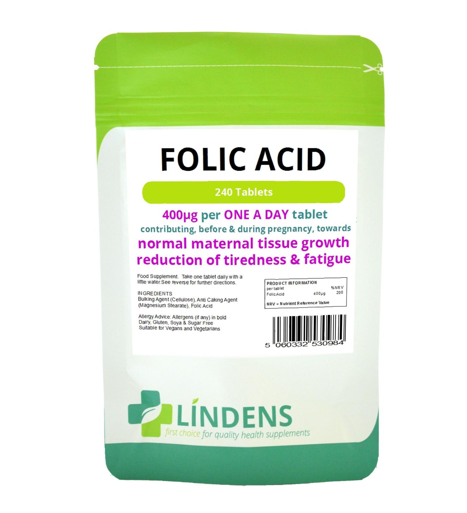 Folic Acid Tablets 3-Pack 720 Tablets 400mcg - ONE A Day (folacin Vitamin B-9)