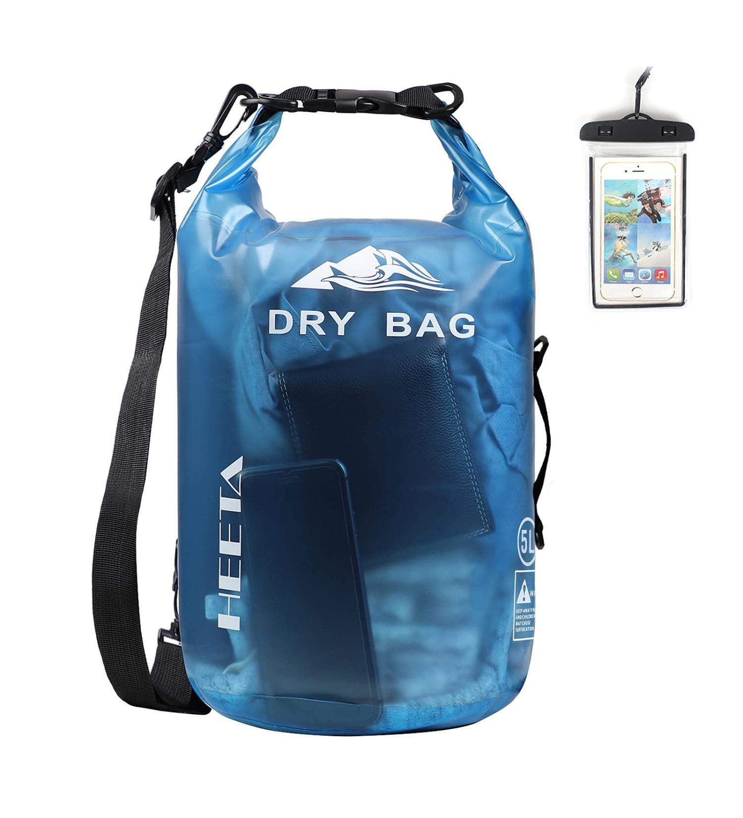 HEETA Waterproof Dry Bag for Women Men  5L/10L/20L/30L/40L Roll Top Lightweight Dry Storage Bag Backpack with Phone Case for Travel  Swimming  Boating  Kayaking  Camping and Beach Blue 5L - Buy Online on GoSupps.com