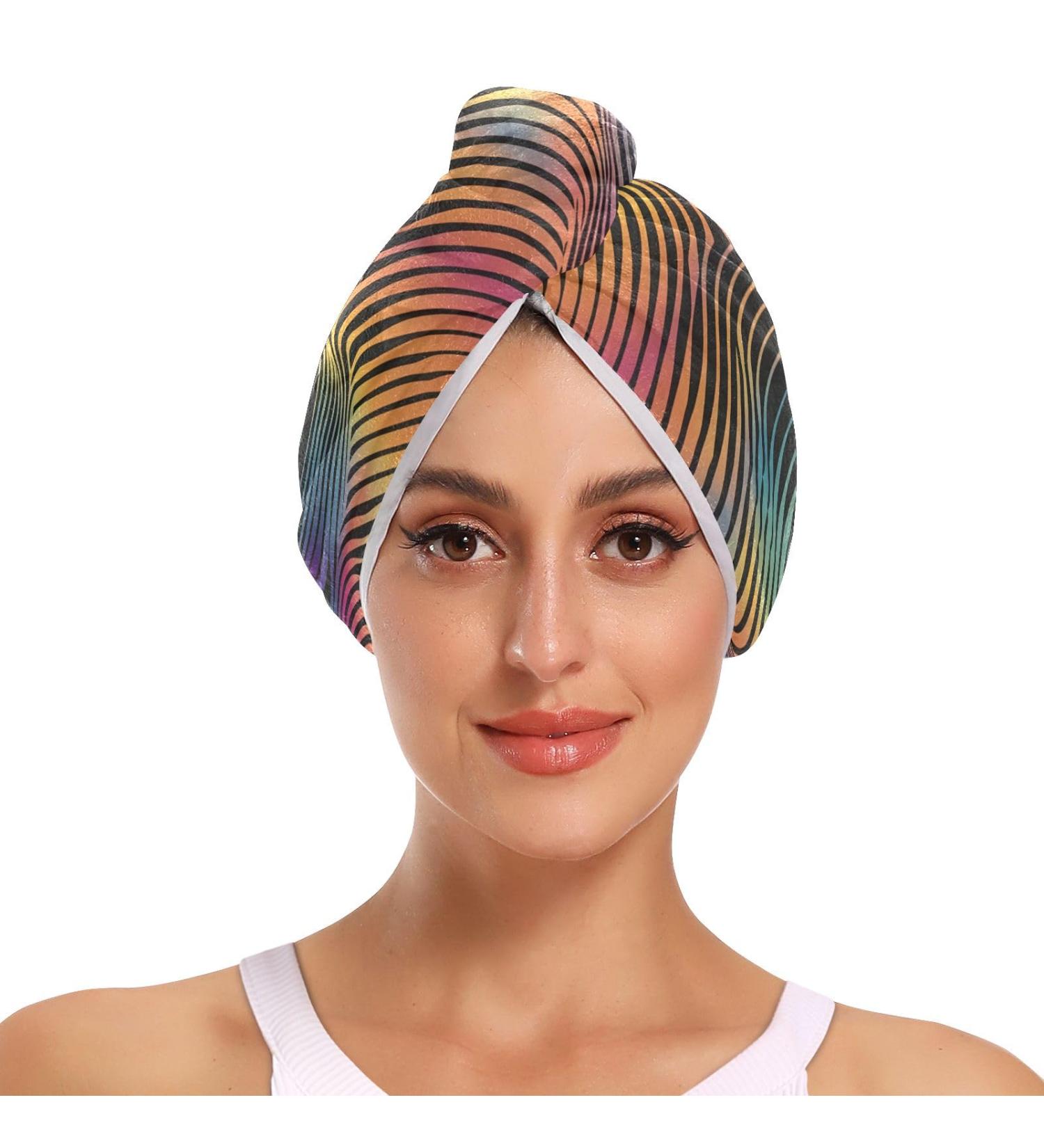 Rainbow Pinto Graffiti1 Hair Towel 2 Pack - Super Absorbent Quick Dry Turbans for Women & Girls - Buy Online on GoSupps.com