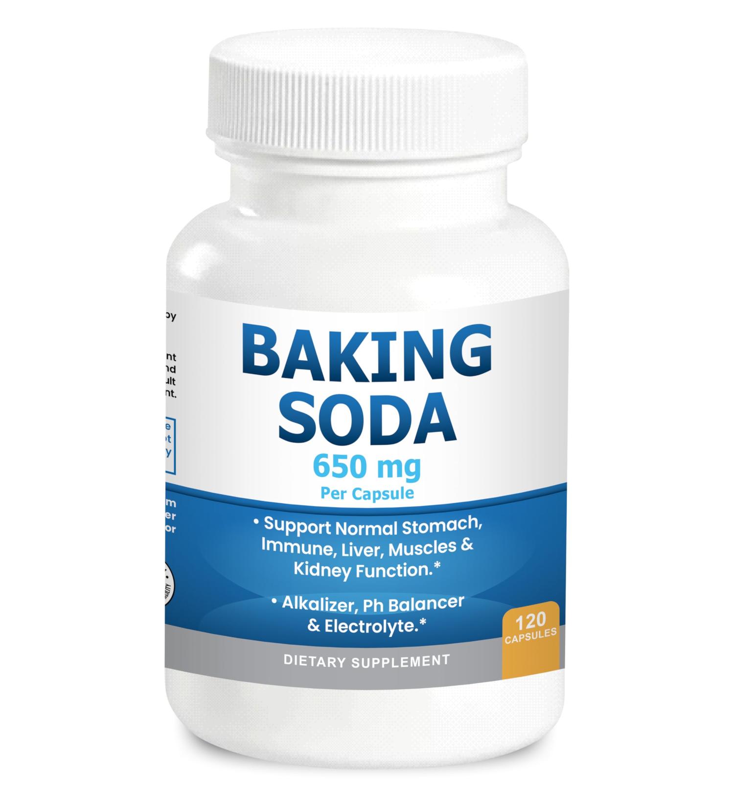 Natural Baking Soda Capsules - 650mg Baking Soda Tablets for Kidney & Stomach Acid - Sodium Bicarbonate Pills Bicarbonate of Soda Bicarbonato de Sodio para Tomar Sodium Bicarbonate 650 mg Tablets 10 Ounce (Pack of 1) - Buy Online on GoSupps.com