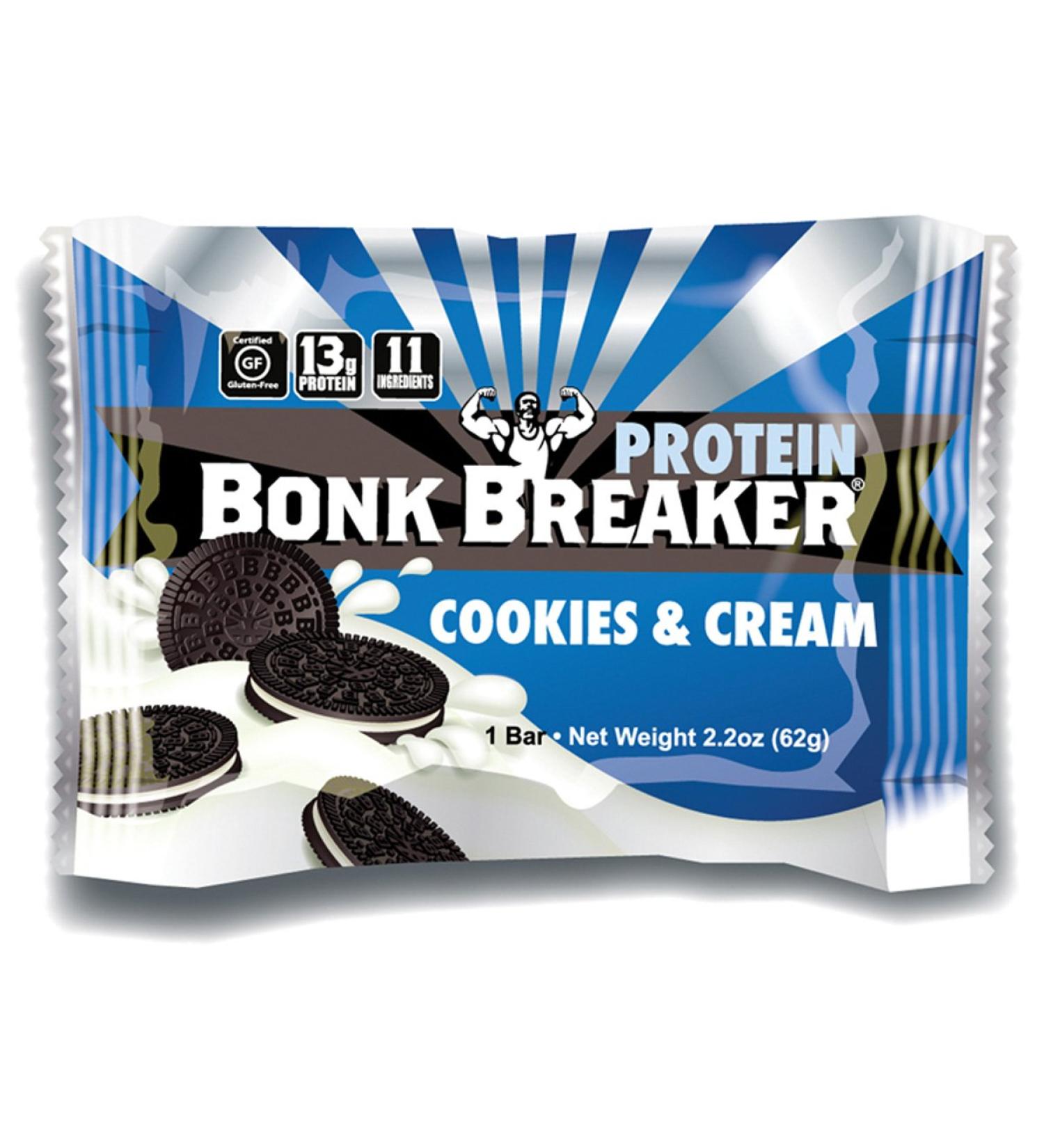 Bonk Breaker Cookies and Cream Protein Bar Box of 12