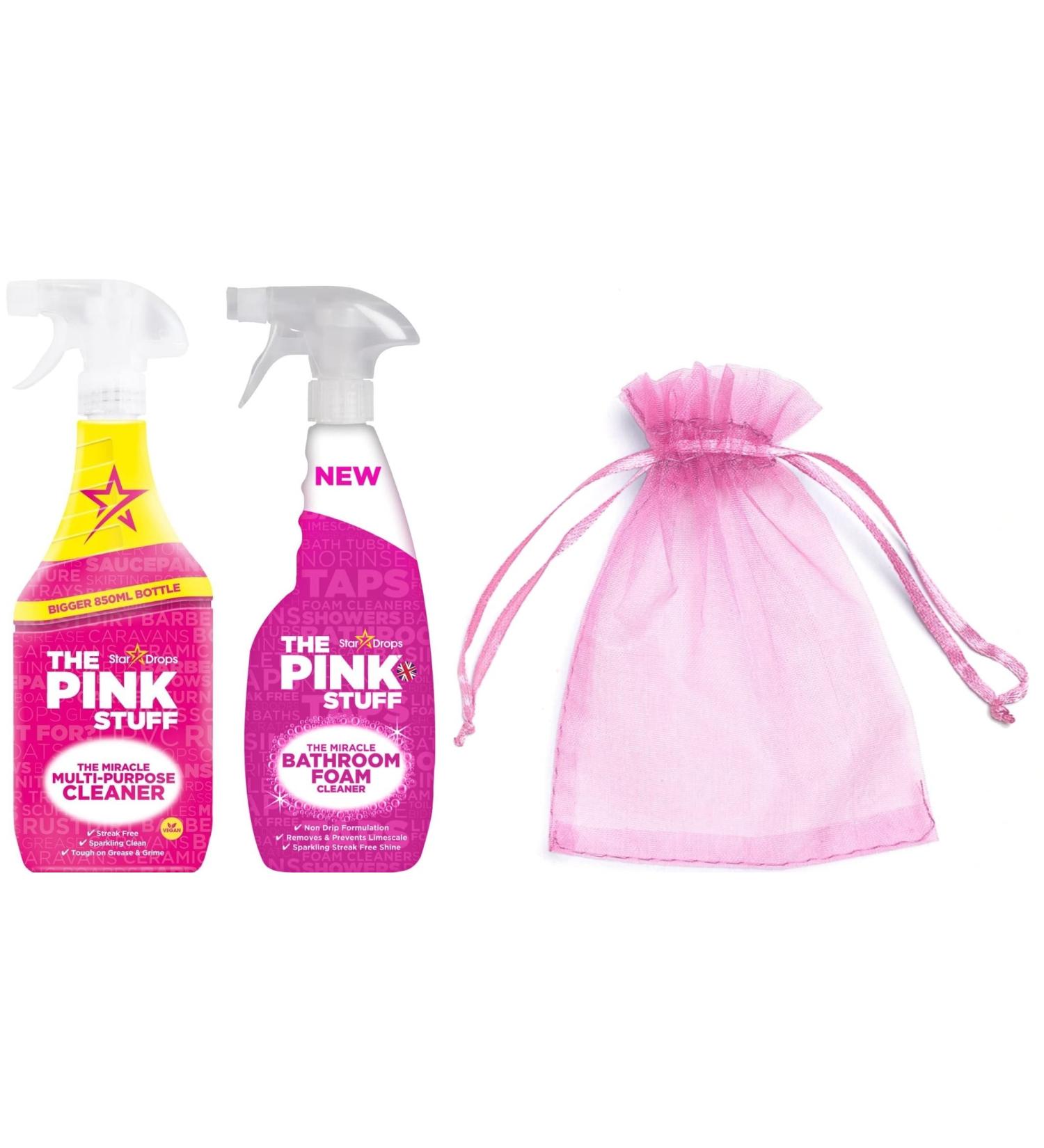 The Pink Stuff The Miracle Multi Purpose Cleaner Spray 850ml + The Pink Stuff The Miracle Bathroom Foam Cleaner Spray 750ml + Our Gift for You: Organza Bag Size: 9 x 7 x 0.1cm - Buy Online on GoSupps.com