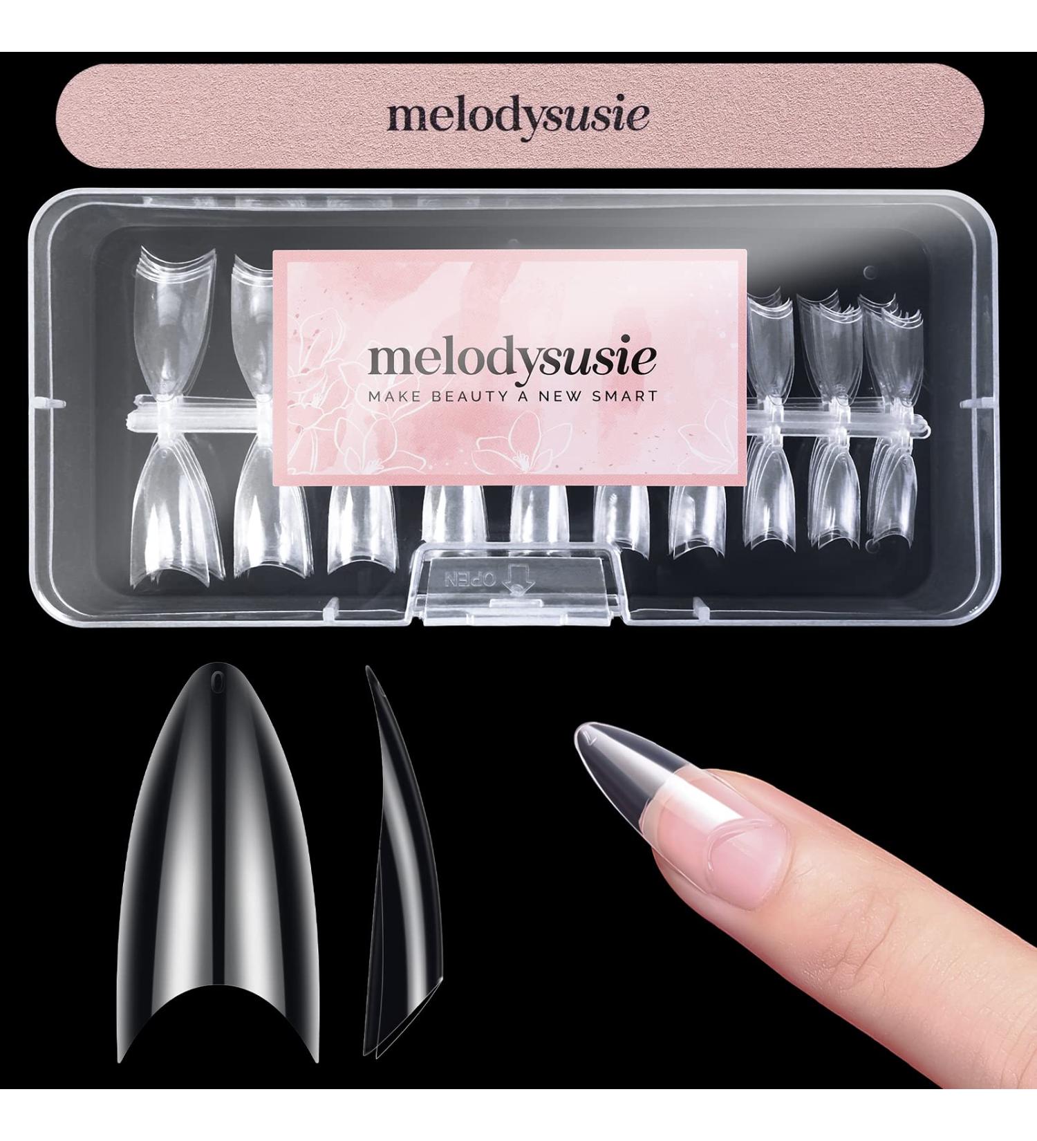 Melodysusie Fishbone Nail Tips - Professional Almond Half Cover Clear False Gel Nail Tips - 420pcs - Buy Online on GoSupps.com