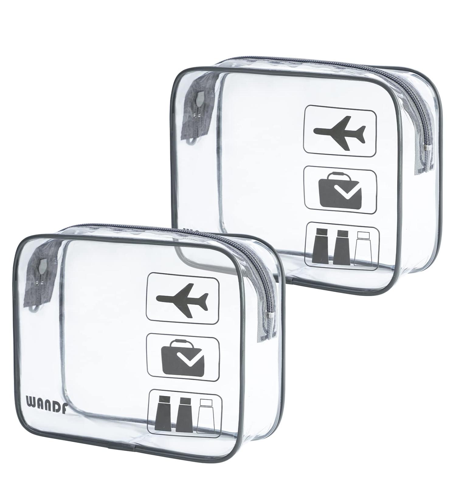 Portable Clear Travel Toiletry Bags (2pcs Grey) | Waterproof Quart Size Cosmetic Makeup Pouch for Men and Women - Buy Online on GoSupps.com