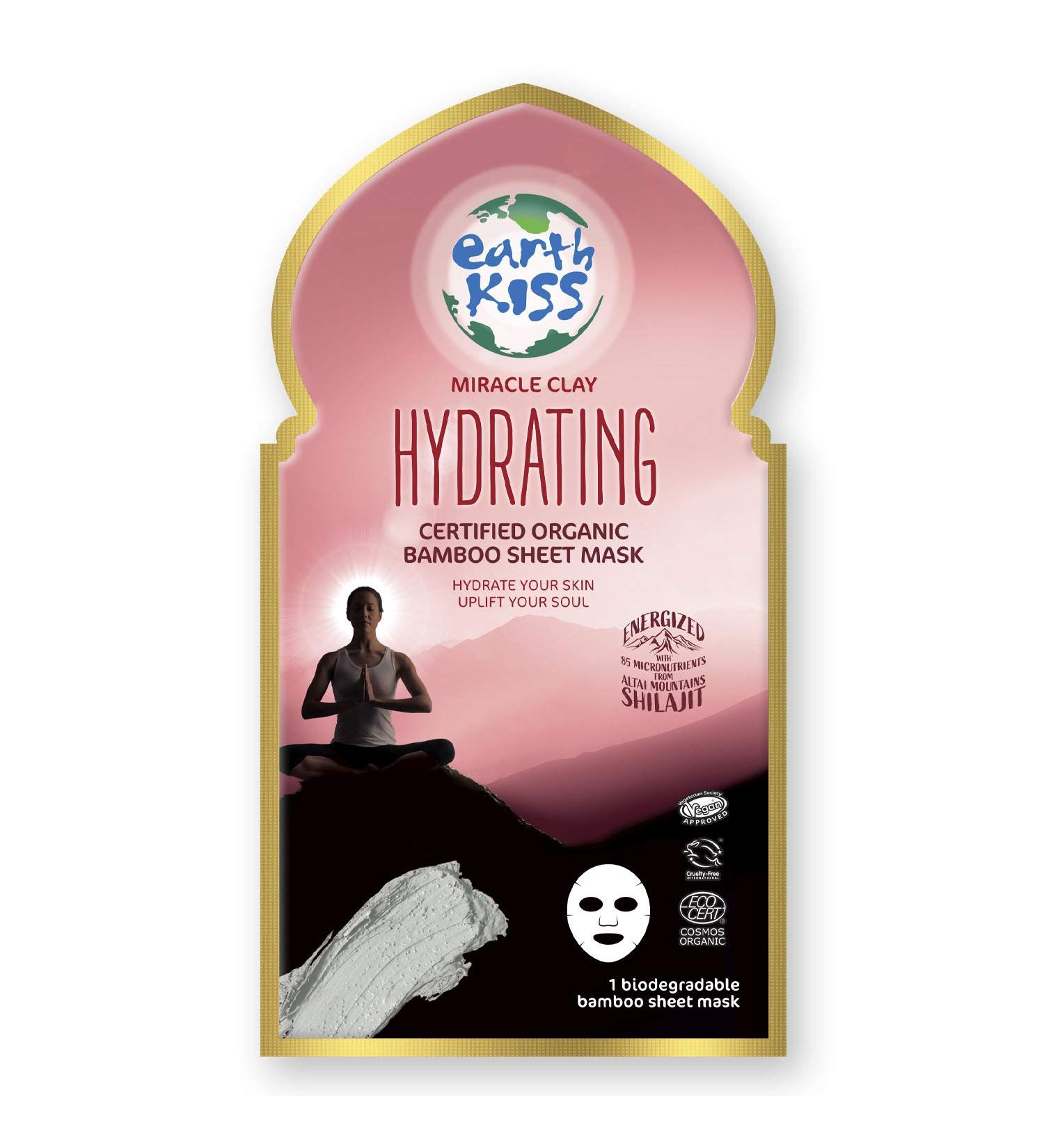 Earth Kiss Inspirations Hydrating Organic Bamboo Sheet Mask with Shilajit and Miracle Clay to Hydrate Your Skin and Uplift Your Soul - Buy Online on GoSupps.com