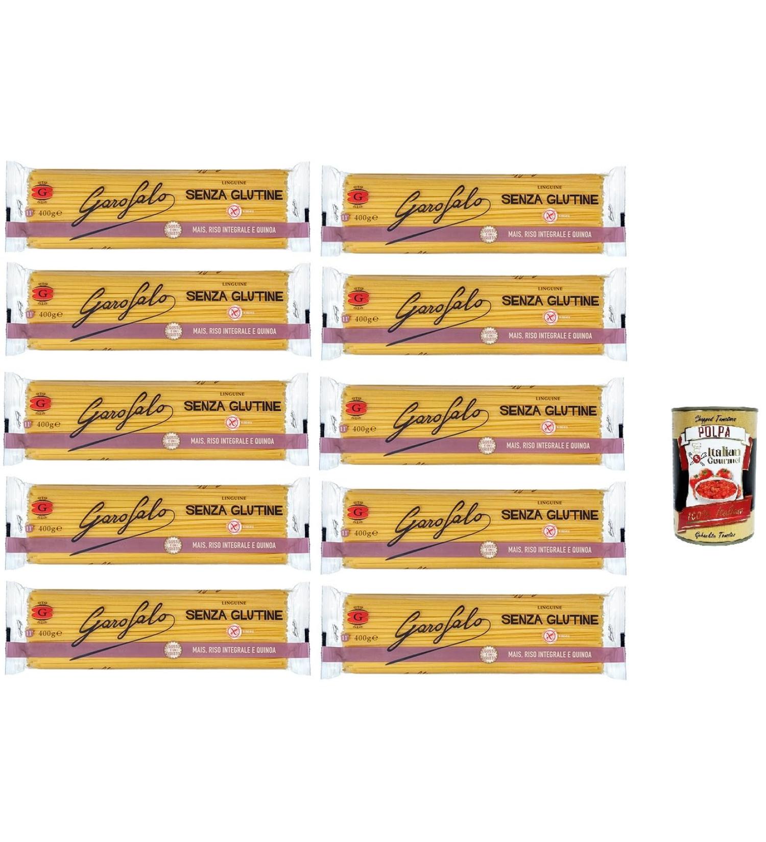 Italian Gourmet E.R. Gluten-Free Linguine Set of 10 bags of 400 g gluten-free gluten-free gluten-free noodle-free + Italian Gourmet Polpa 400 g - Buy Online on GoSupps.com