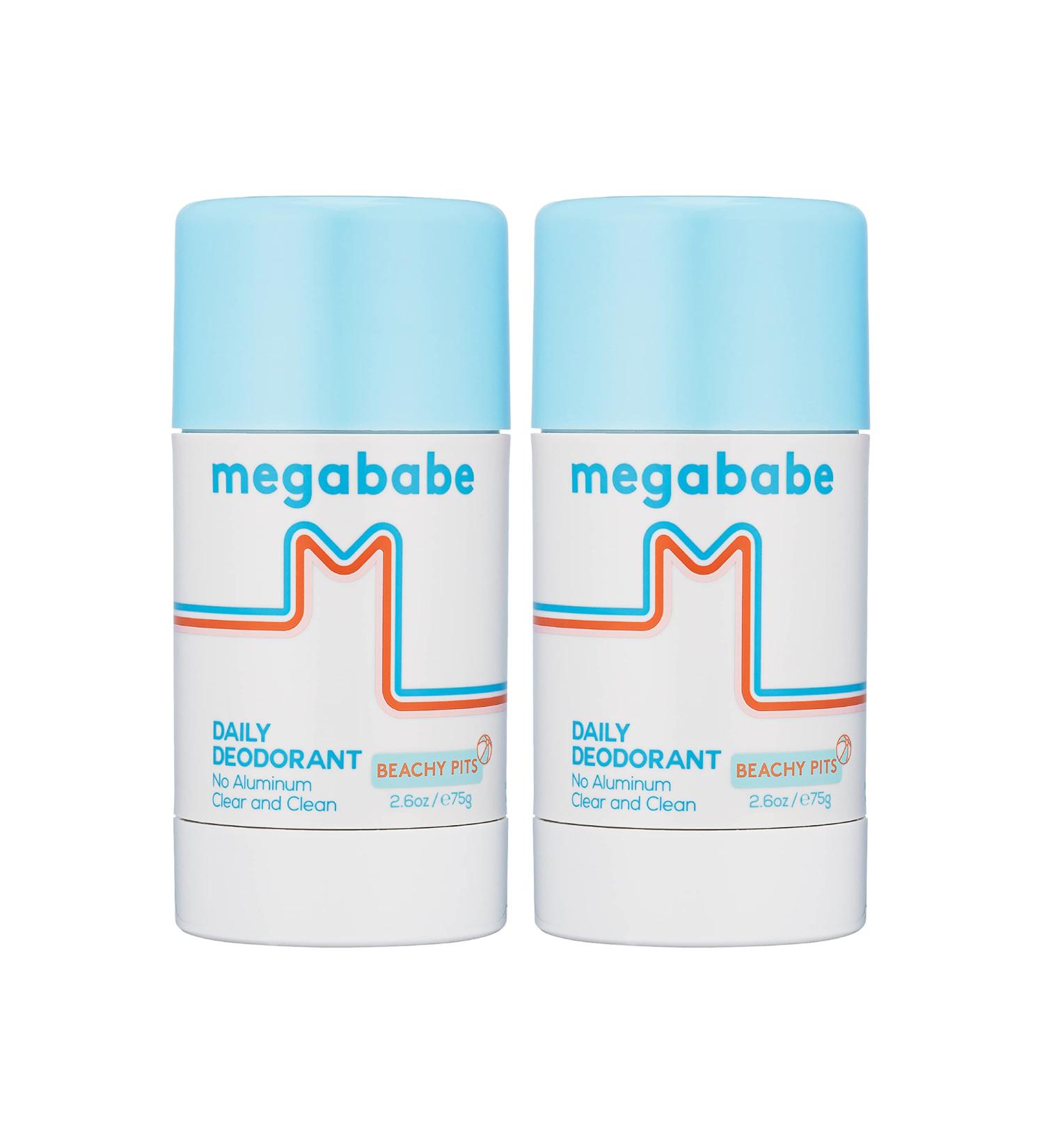 Megababe Daily Deodorant - Beachy Pits, Aluminum-Free Clear & Clean, 2.6 oz, 2 Pack - Buy Online on GoSupps.com