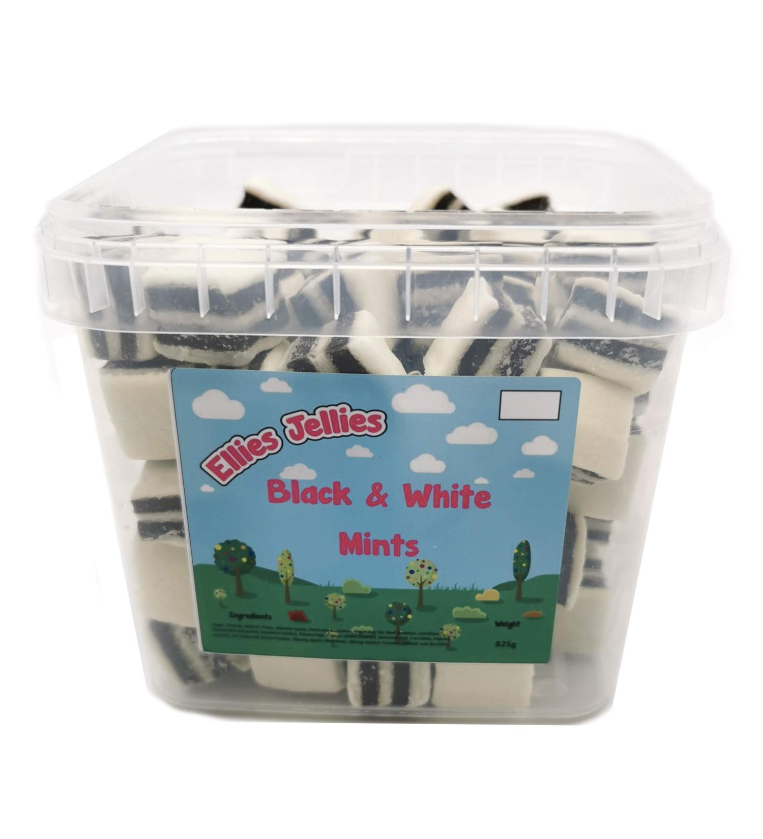 Ellies Jellies Black & White Mints 600g Square Tub
