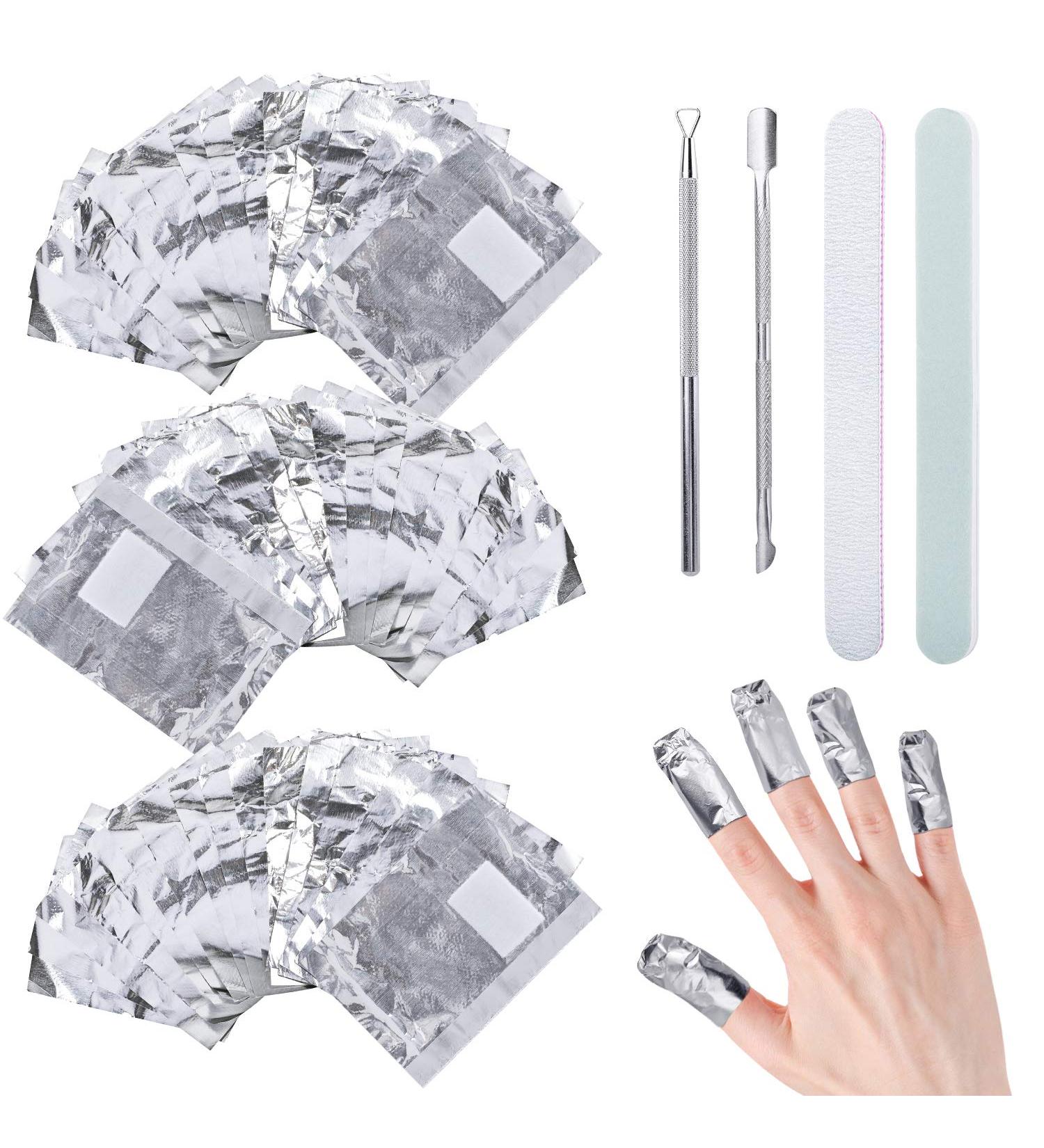 100 Pack Nail Polish Remover Wraps Pads - Ultra-Thin Foil with Cuticle Slide & Nail File for Easy Polish Removal - International Shipping Available - Buy Online on GoSupps.com