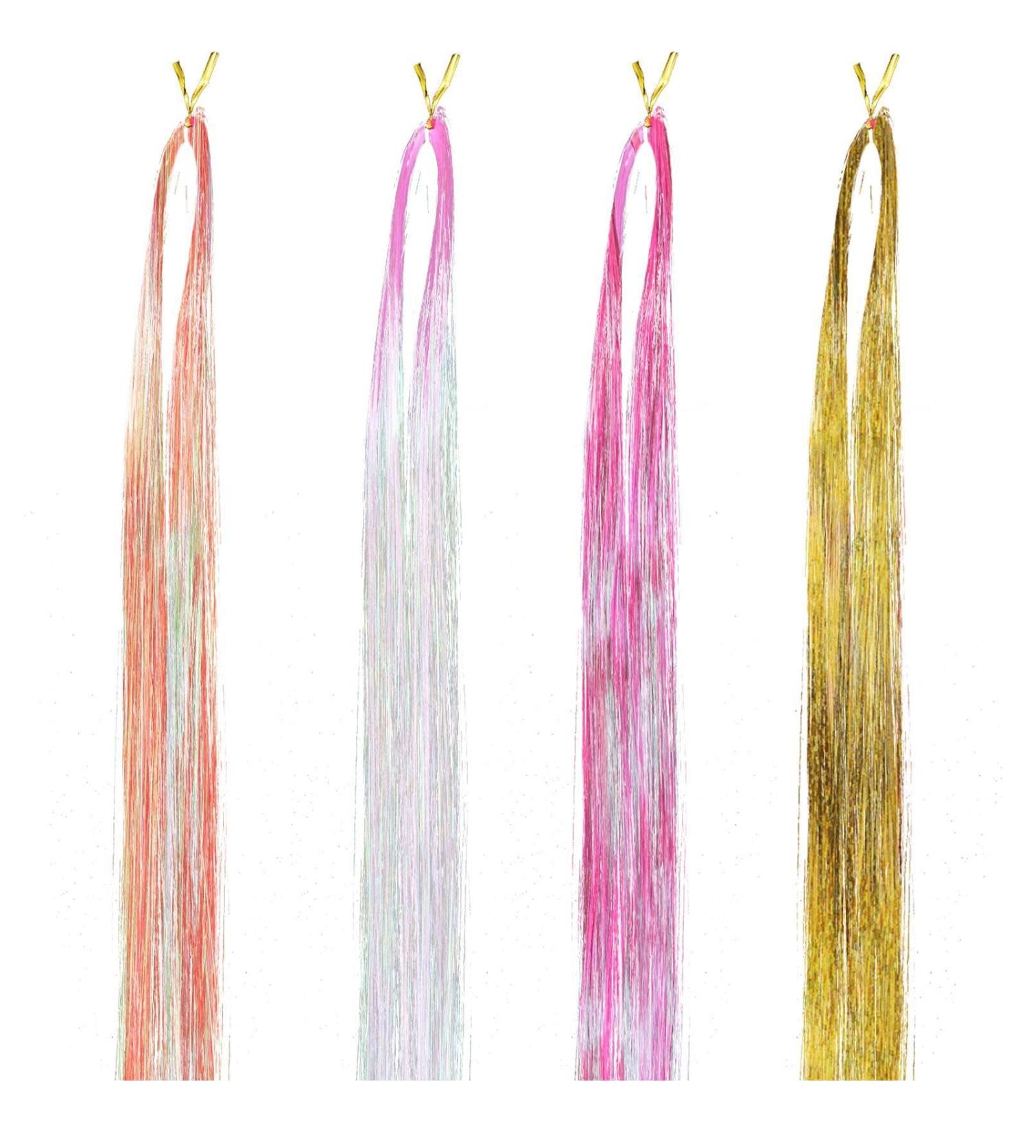 Fake Hair Pet Fiber Luxurious Hair Extensions - Hair Tinsel Glitter Hair Extension Hair Shimmer Strands Hair Dye Colored - Buy Online on GoSupps.com