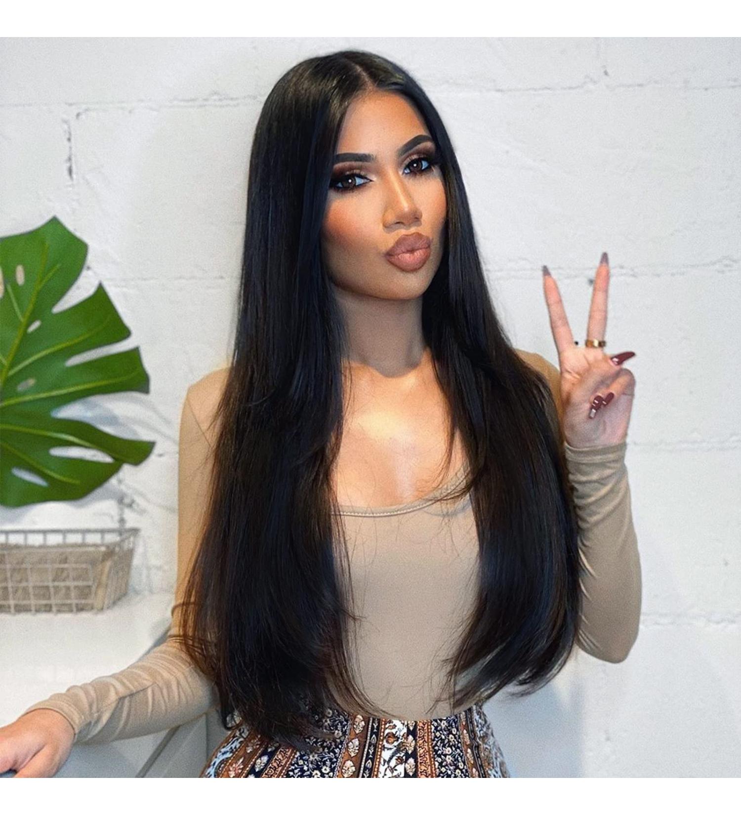 28 Glorious Long Black Synthetic Wig - Natural Looking Straight Hair for Women - Perfect for Daily & Party Wear - Buy Online on GoSupps.com