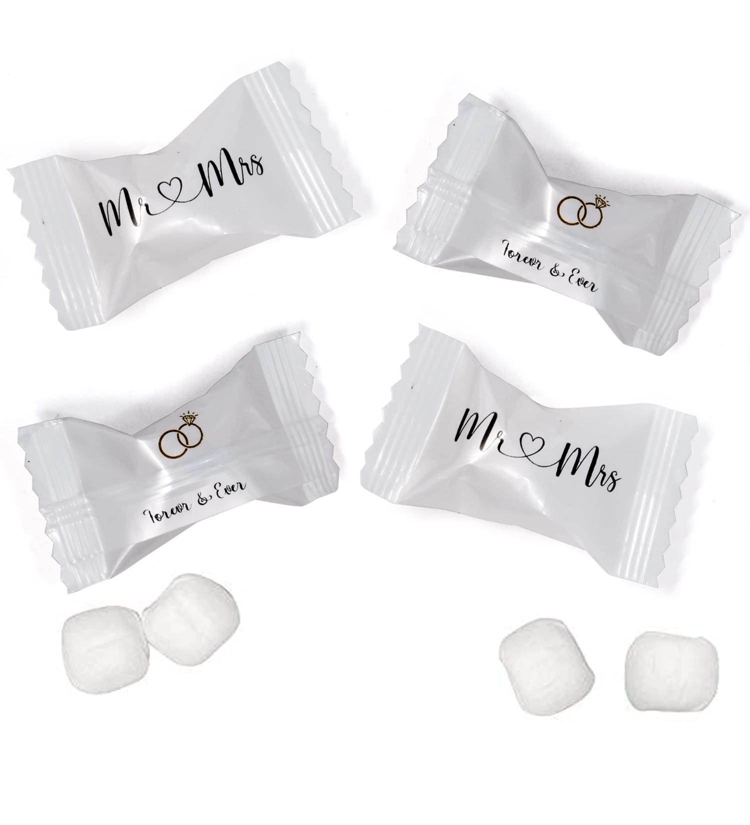 Mr. and Mrs. Wedding Butter Mint Candy Bags - 100 Count 14 Oz (396g) Forever & Ever Mints - Diamond Ring Treats for 50th Anniversary, Bridal Shower, & Special Occasions - Buy Online on GoSupps.com