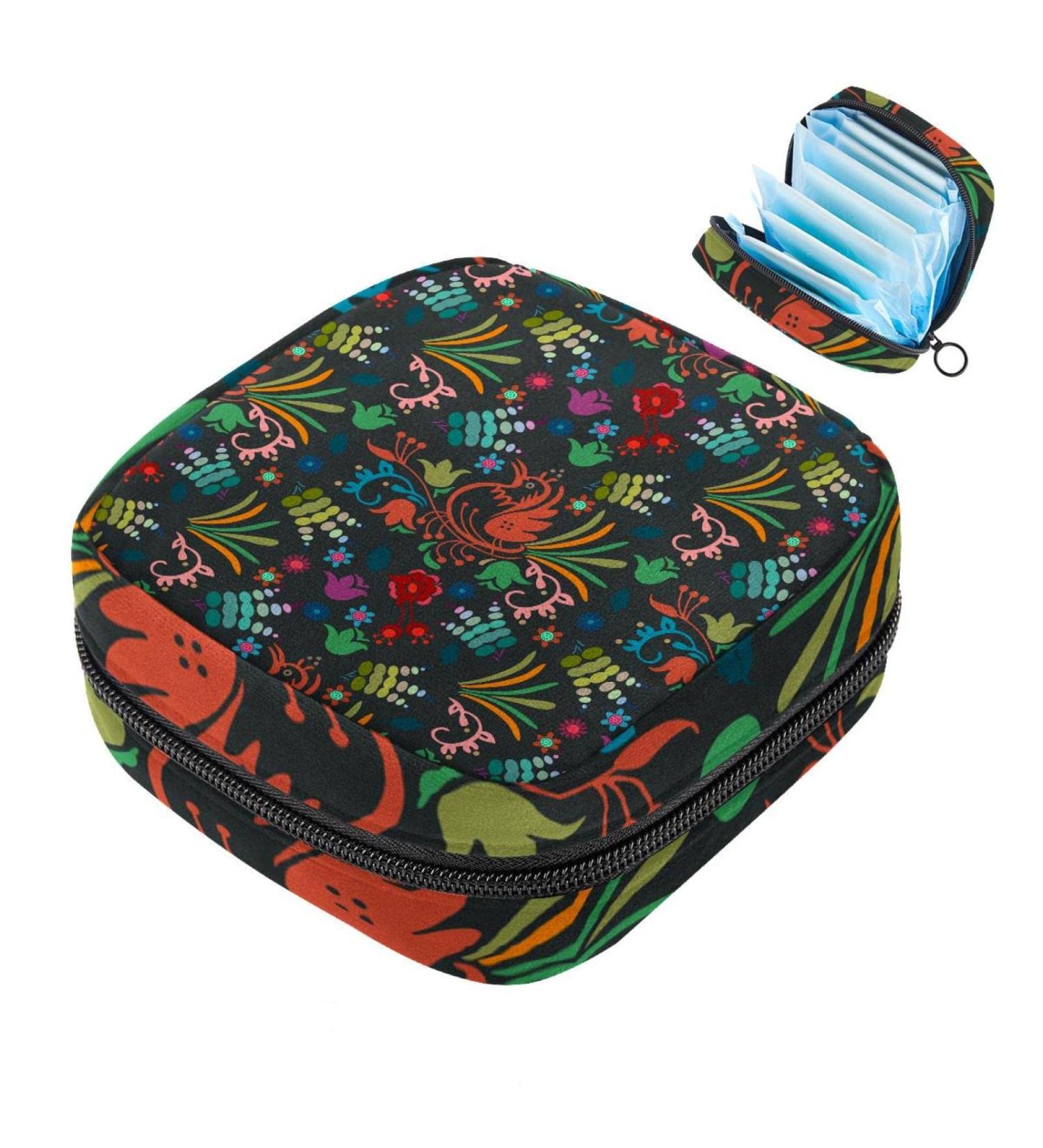 Stylish Women's Binding-Up Bags - Bird & Flowered Tampon Storage with Zip Pockets | Multi-functional Menstrual Bags - Buy Online on GoSupps.com