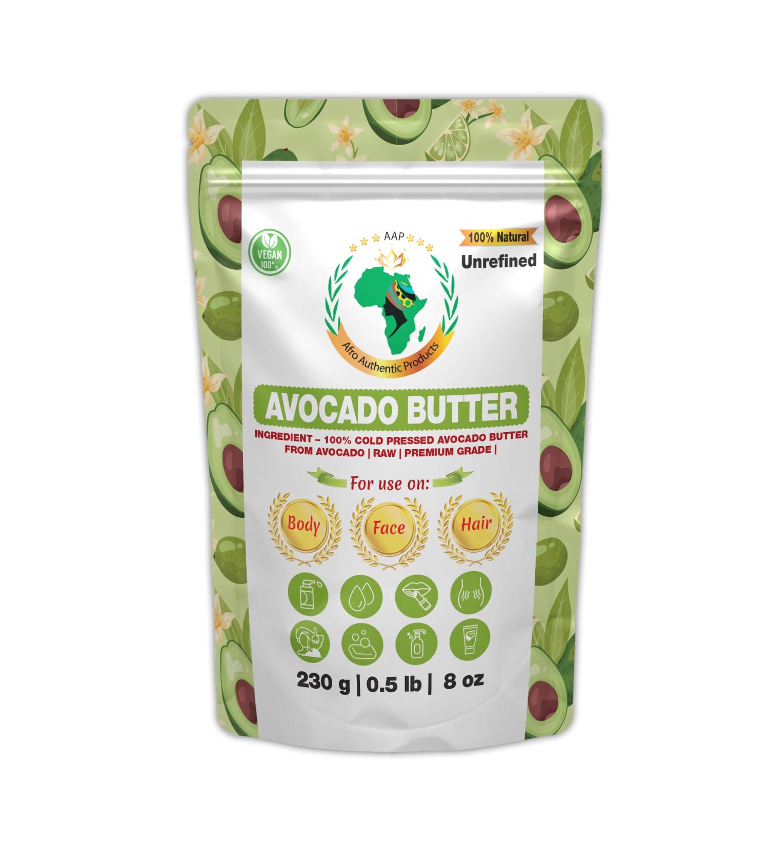 Authentic Raw Avocado Butter | 100% Pure Organic | Unrefined for DIY Face Body & Hands | 230g | Resealable Bag - Shipping Worldwide - Buy Online on GoSupps.com