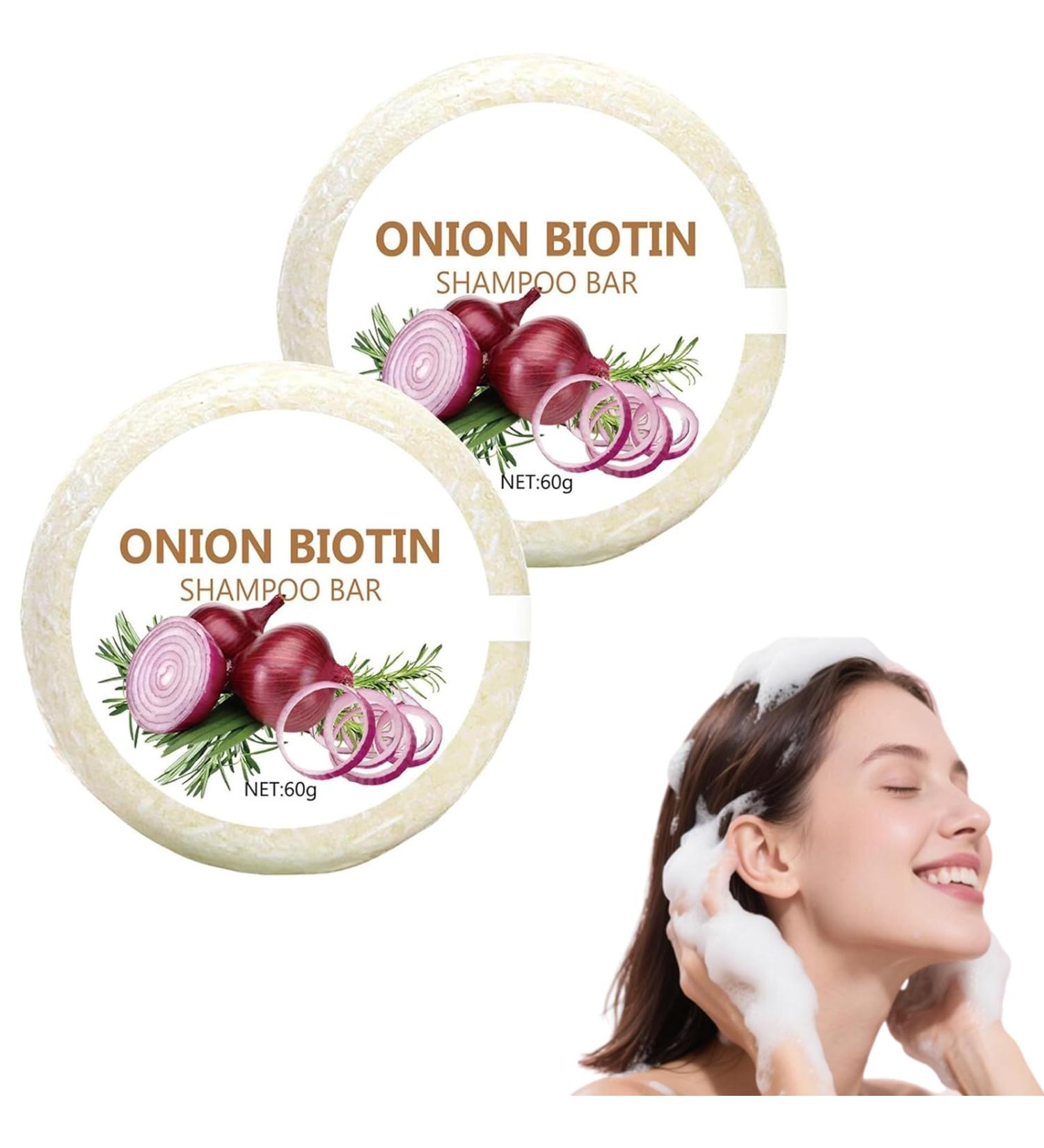  VAWSVOCS Onion Shampoo Soap 60g Solid Shampoo Soft Lather Frizz Control Purifying and Nourishing Conditioner for Adults and Men - Buy Online on GoSupps.com