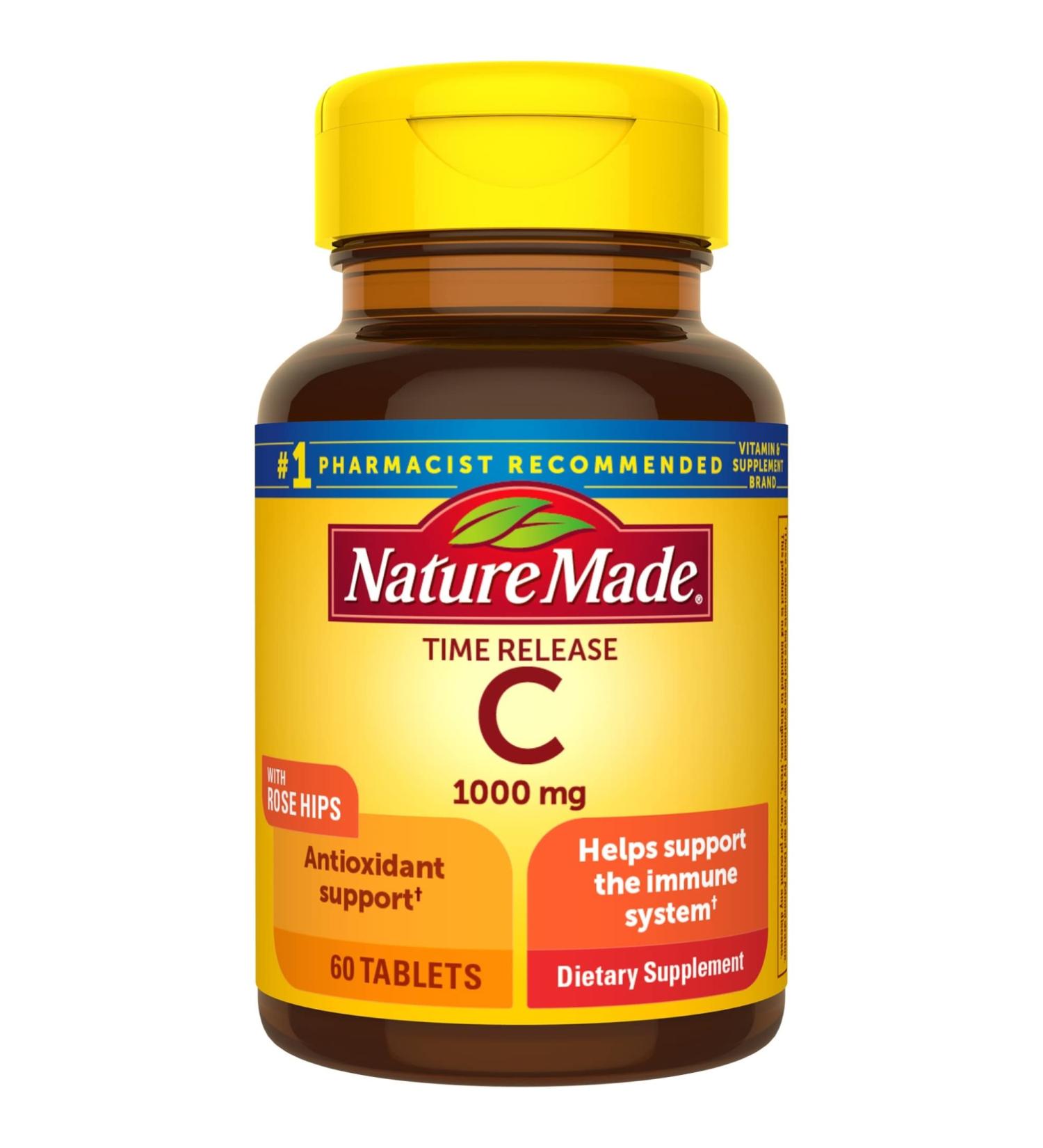 Nature Made Vitamin C 1000mg with Rose Hips | Immune Support 60 Time Release Tablets - Buy Online on GoSupps.com