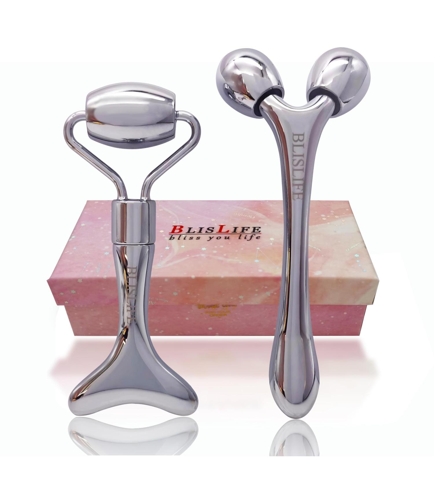 Facial Roller Massager Set - Eliminate Puffiness Diminish Wrinkles Lift & Firm Skin | Zinc Alloy Beauty Tool for Women - International Shipping Available - Buy Online on GoSupps.com