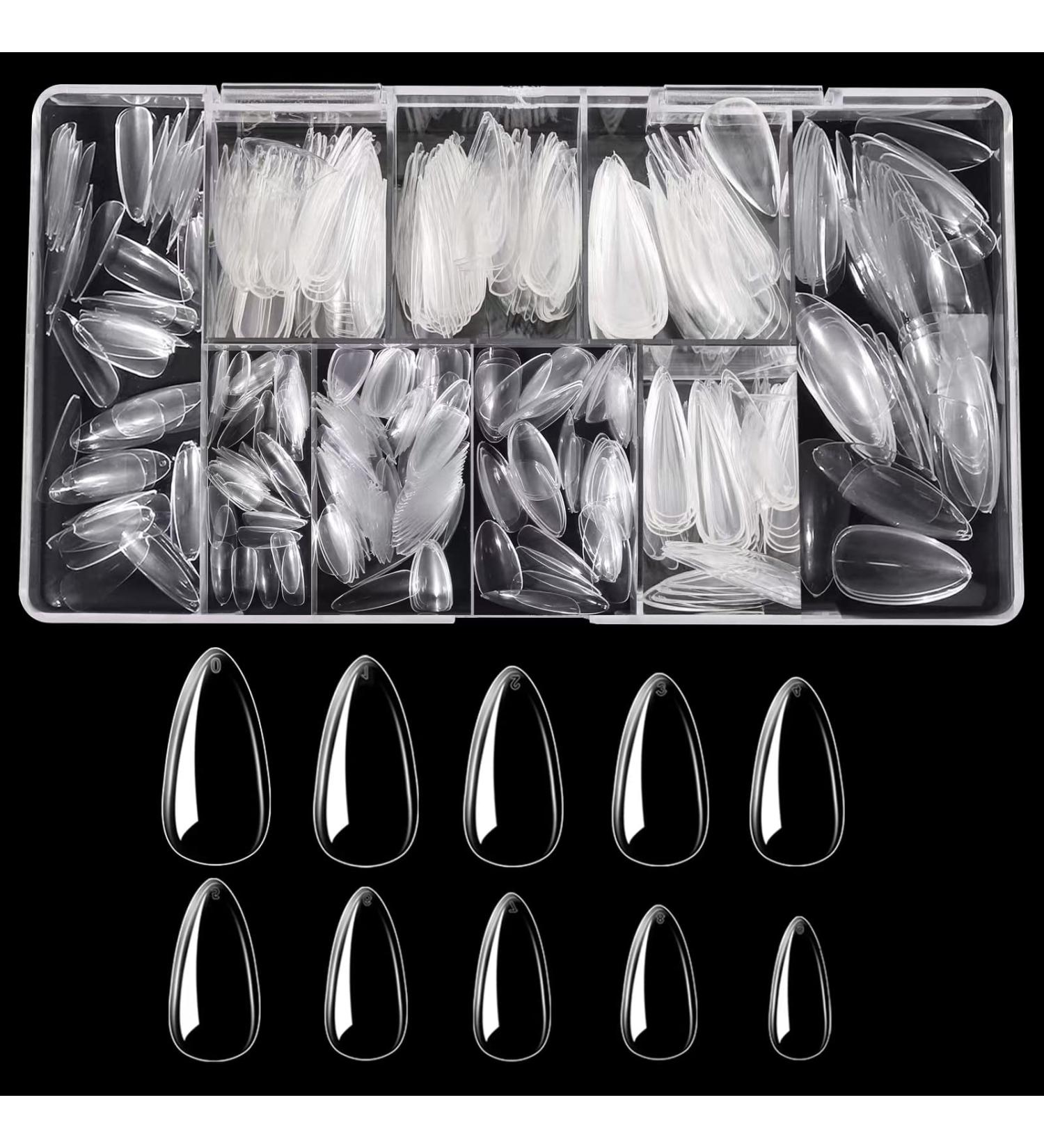 500PCS Medium Almond Shaped Clear Acrylic Nail Tips - Full Cover Press on Nails for DIY Nail Art | 10 Sizes - Buy Online on GoSupps.com