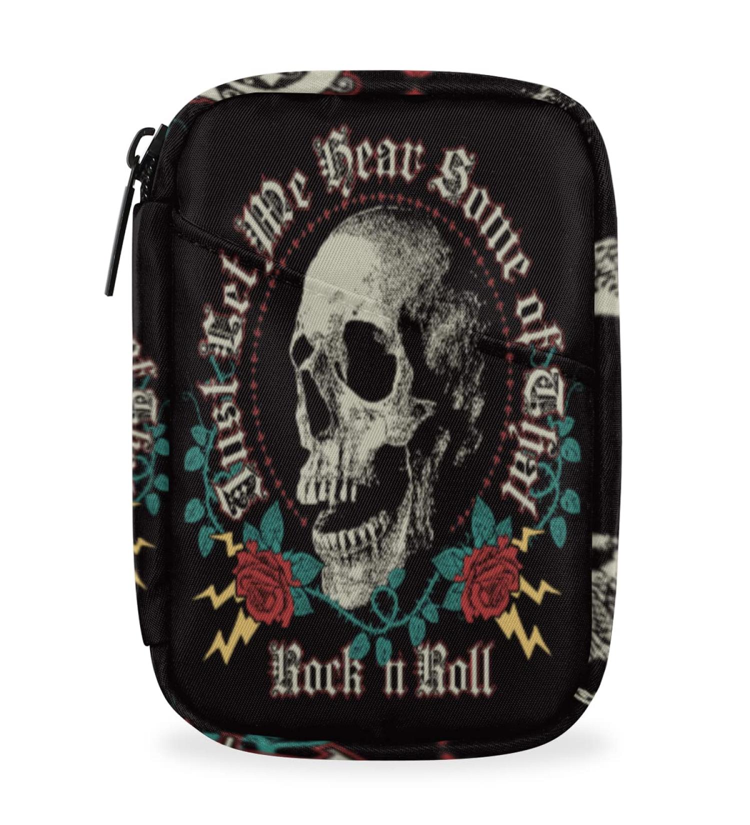 Buy Rock 'n' Roll Skull Roses Pill Case | Weekly Medicine Organizer & Travel Bag | Seven-Day Vitamin & Supplement Holder - Buy Online on GoSupps.com