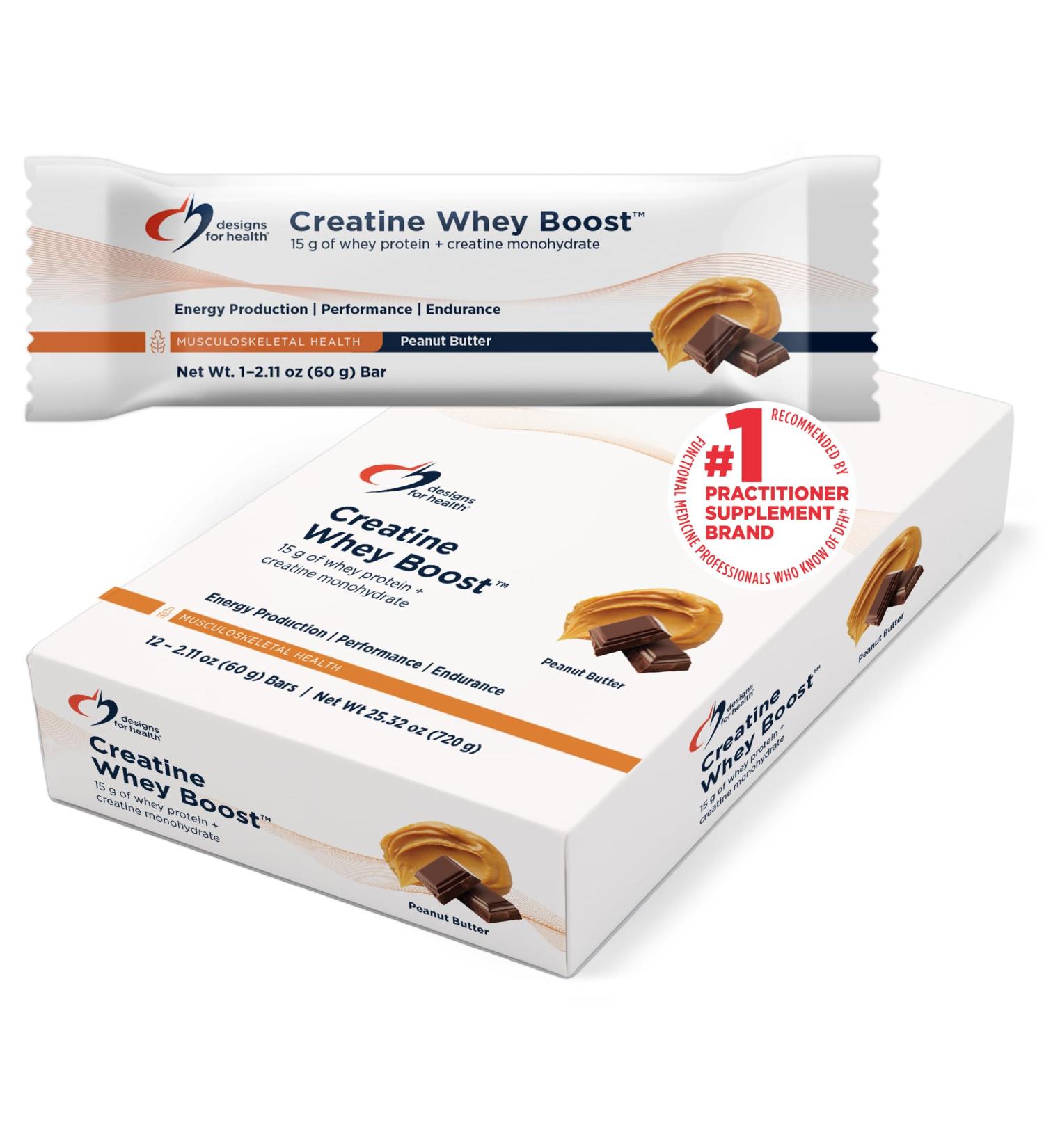 Designs for Health Creatine Whey Boost (12 Count) | 15 g Whey Protein + Creatine Monohydrate Bar for Energy Strength & Recovery Gluten-Free Soy-Free Vegetarian Non-GMO - Buy Online on GoSupps.com