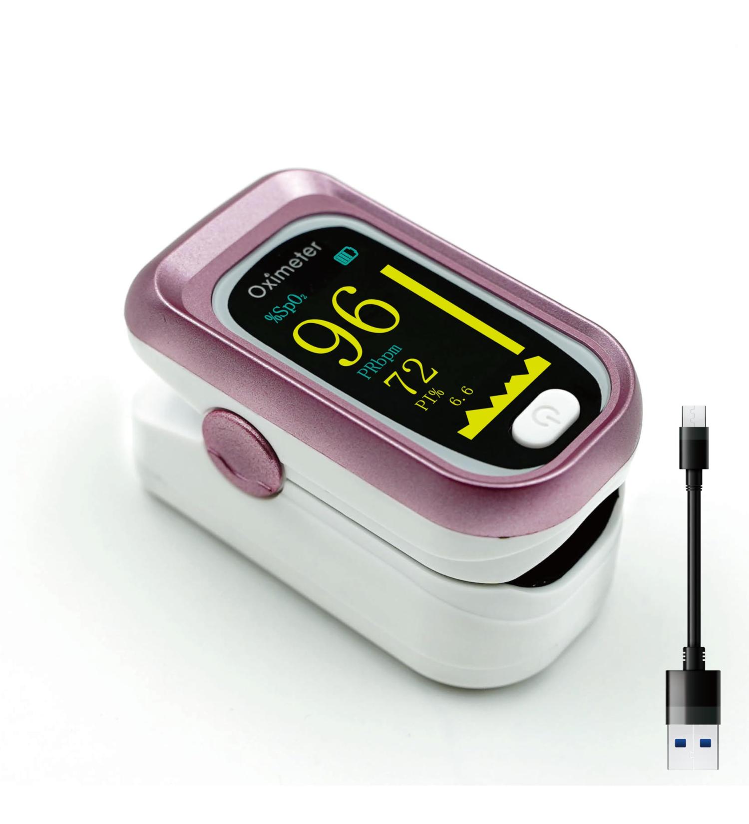 Rechargeable Pulse Oximeter Fingertip - Fast SpO2 & Heart Rate Monitor with OLED Screen - USB Charging & Lanyard for Sports & Aviation - Buy Online on GoSupps.com