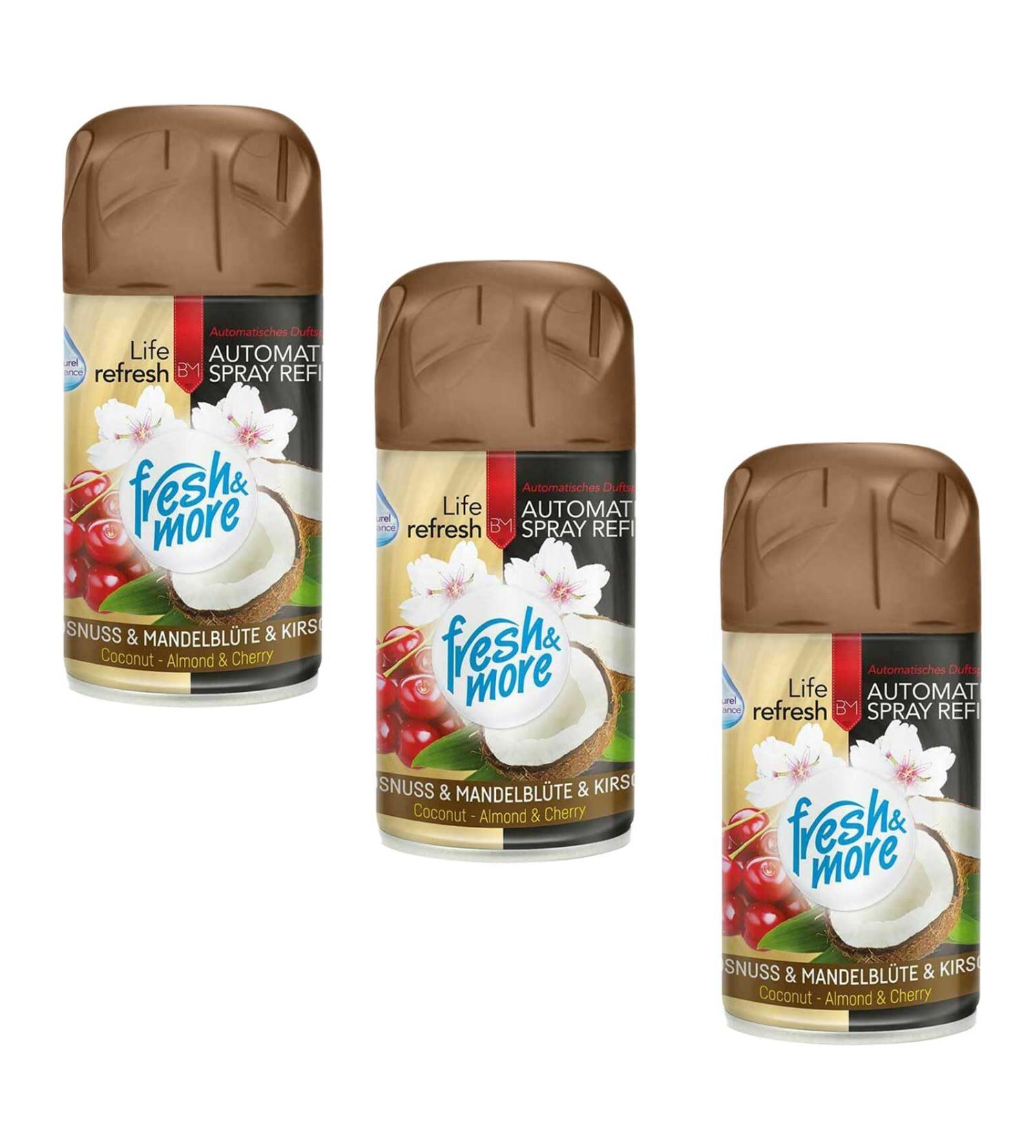3x Fresh & More air freshener refill coconut-almond blossom&cherry 250ml coconut 250 ml (pack of 3)