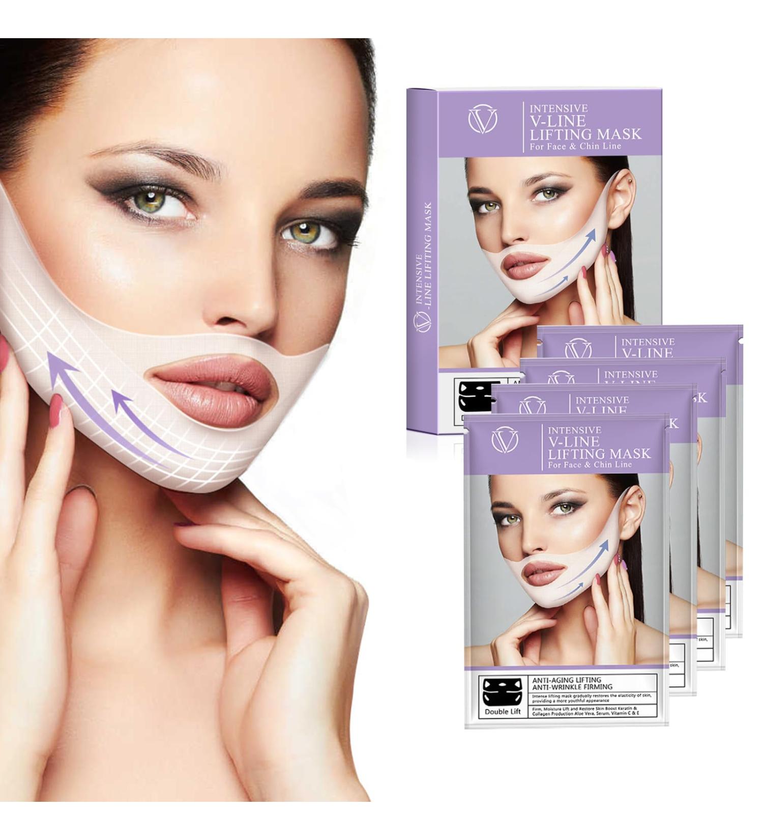 Nmbol V-Shape Facial Mask 4 Pieces Face Mask in V-Shape Firming Ear Hook Mask Double Chin Face Mask in V-Shape Face Skin Moisturising for Firming Pull-Up Mask in V-Shape - Buy Online on GoSupps.com