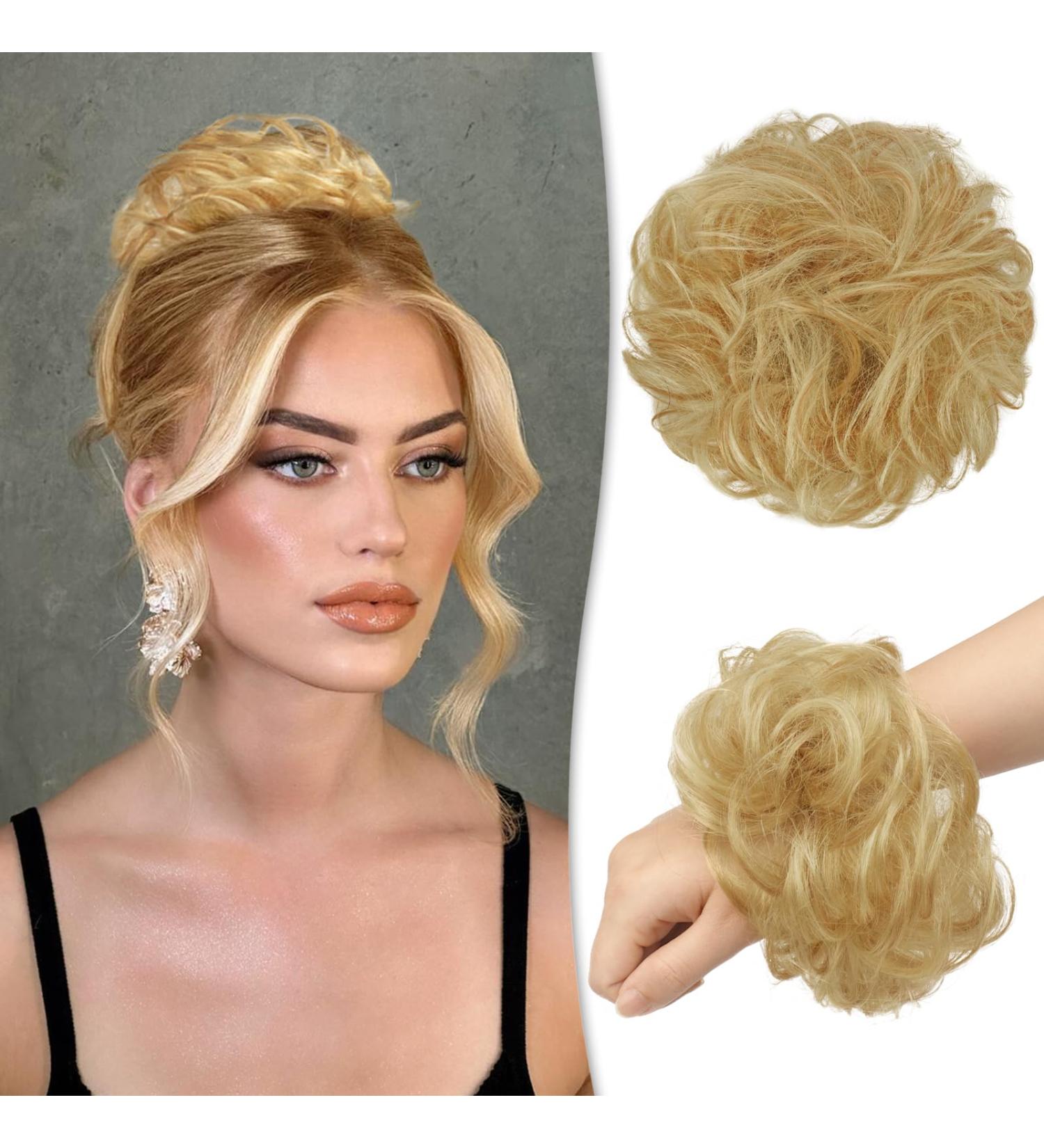RUWISS Informal Hair Pick - 100% Real Hair Rose Dot Scrunchies for Women | Golden Blonde | 1 Piece - International Shipping - Buy Online on GoSupps.com