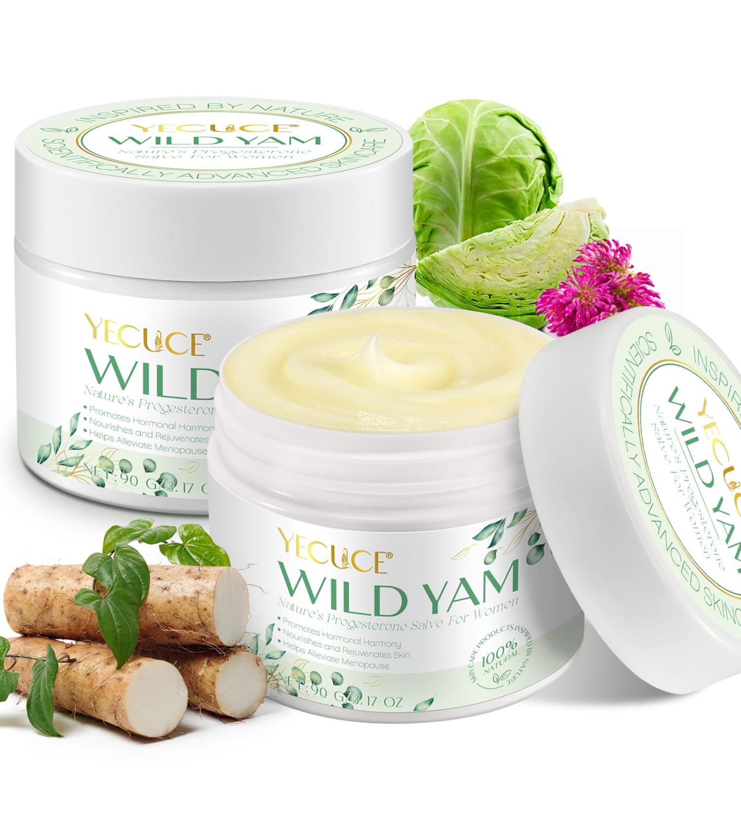 2-Pack Organic Wild Yam Cream | Natural Skincare for Menstrual & Menopause Relief | Nourishing Vitamins | 6.34 Oz - Buy Online on GoSupps.com