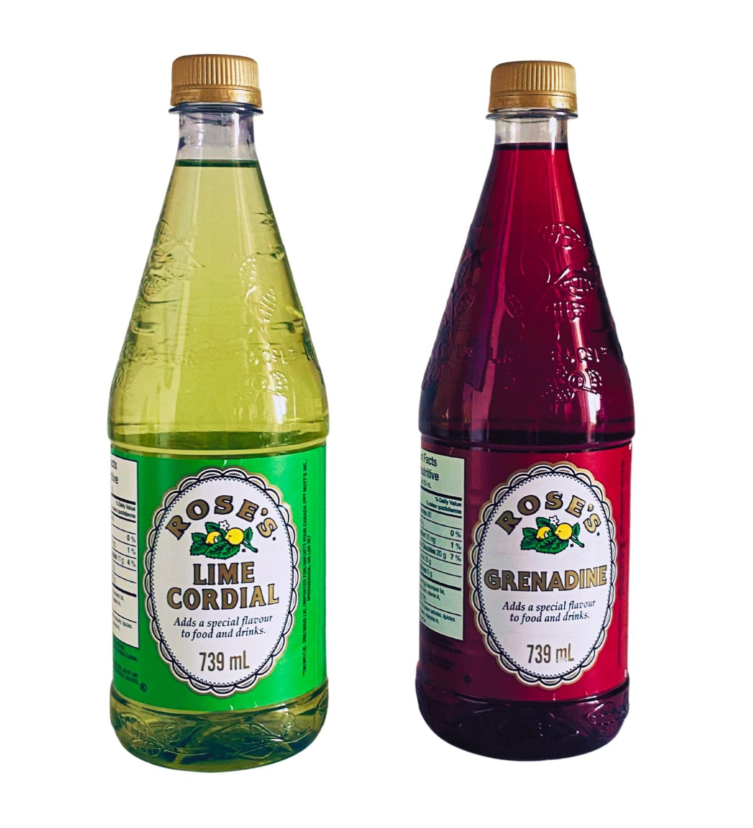 Dcross International Value Pack Bundle Set 2 Packs of Rose's Flavors Different Flavors 739 ml Each Lime Cordial and Grenadine. Sold and Ship by Dcross Only Within 24 Hours After Order Placement. - Buy Online on GoSupps.com