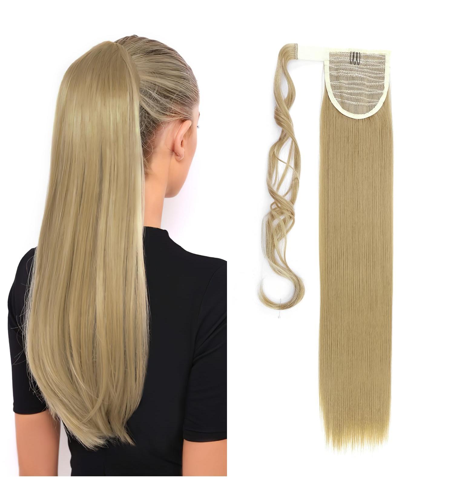 Shop S-noilite Clip-In Extensions - 66cm Ash Blonde Ponytail Hair Wraps | Realistic Smooth Hair Extensions in Various Colors - Buy Online on GoSupps.com