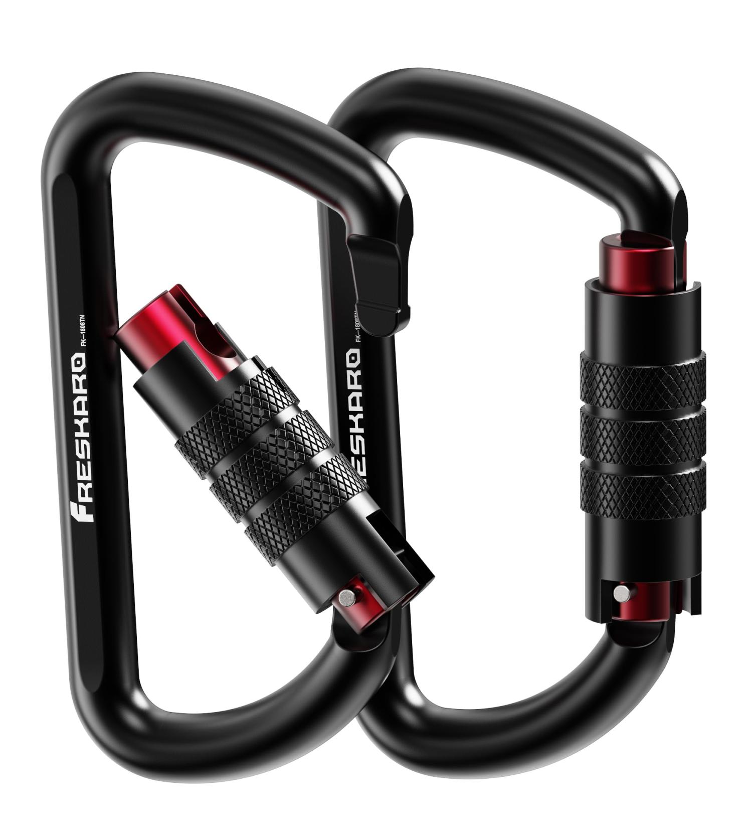 Freskaro 3-Inch Twist Locking Karabiner Clips | 12kN (1224kg) Heavy Load Rust-Free Ultra-Light 7075 Aluminum | Perfect for Hammocks Camping Keychains and Safe Dog Gear - Black - Buy Online on GoSupps.com