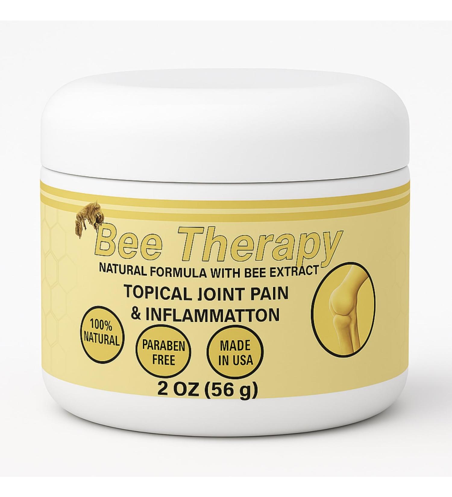 Bee Therapy Cream | Natural Formula with Bee Extract | Topical Use for Joints Knees Back & Muscles | 2 oz (56 g) | Paraben Free | Non-Greasy | Lightweight | Made in USA